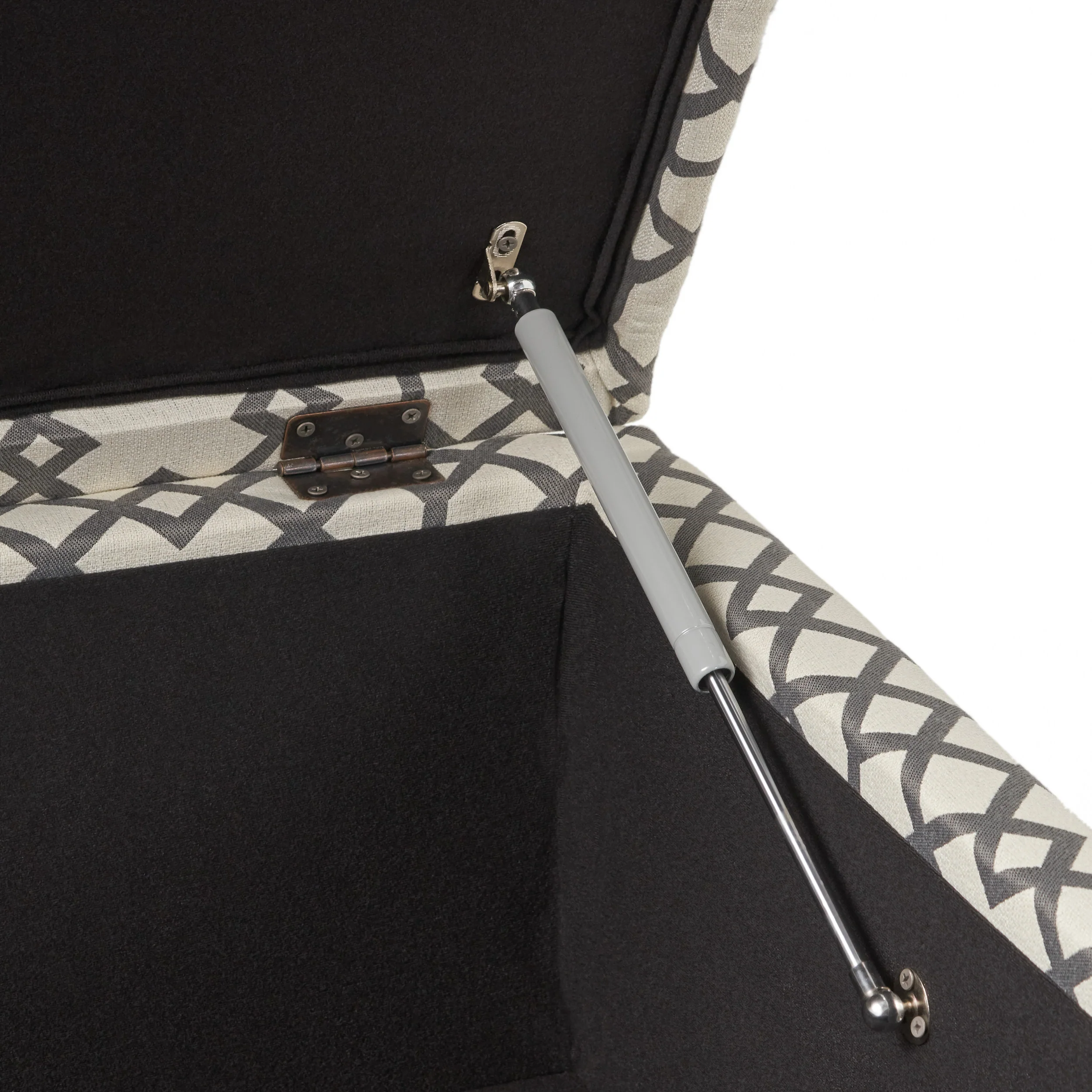 Estee Grey Geometric Pattern Fabric Square Storage Ottoman Coffee Table - furnishings