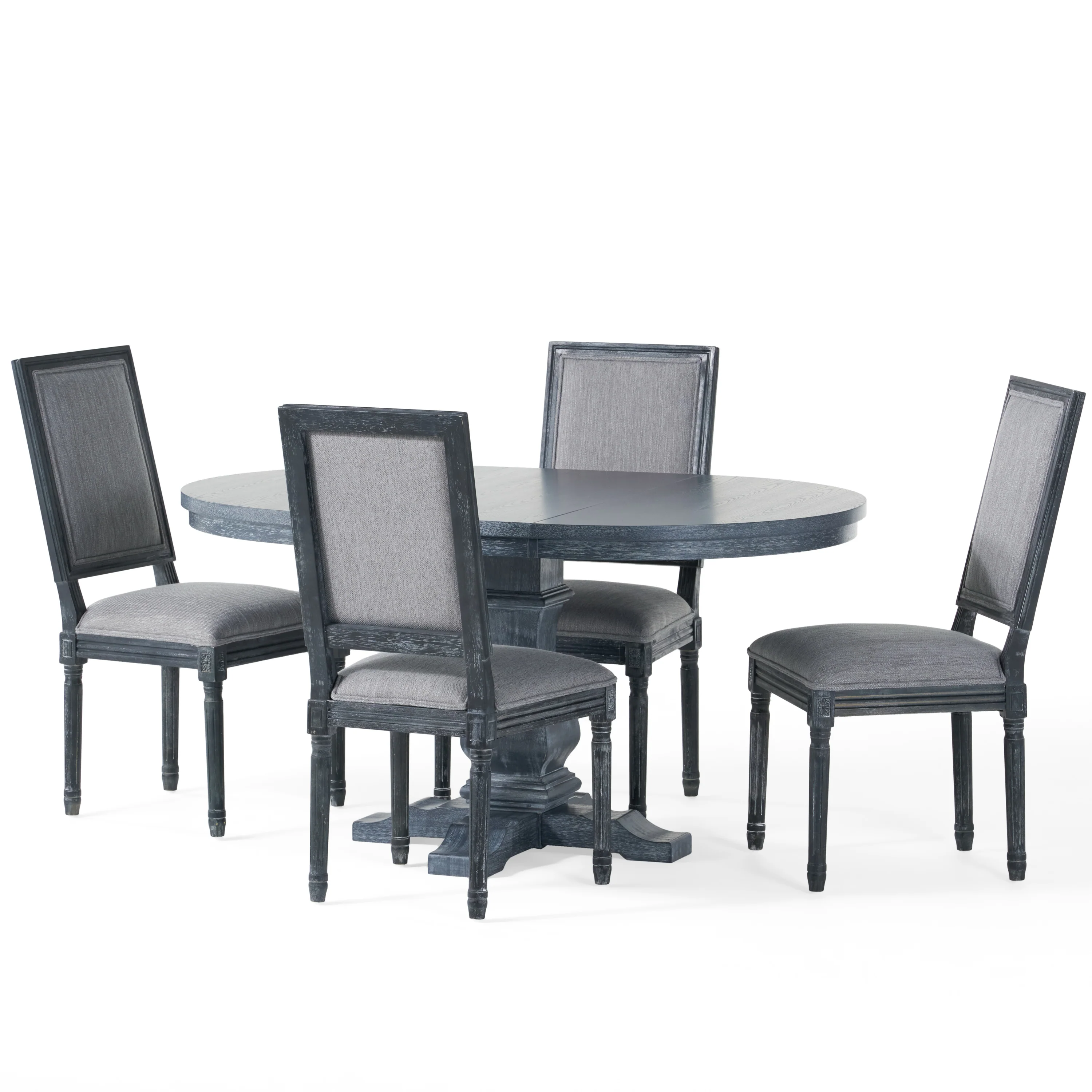 Beckstrom French Country 5-Piece Expandable Oval Dining Set - Wood - furnishings