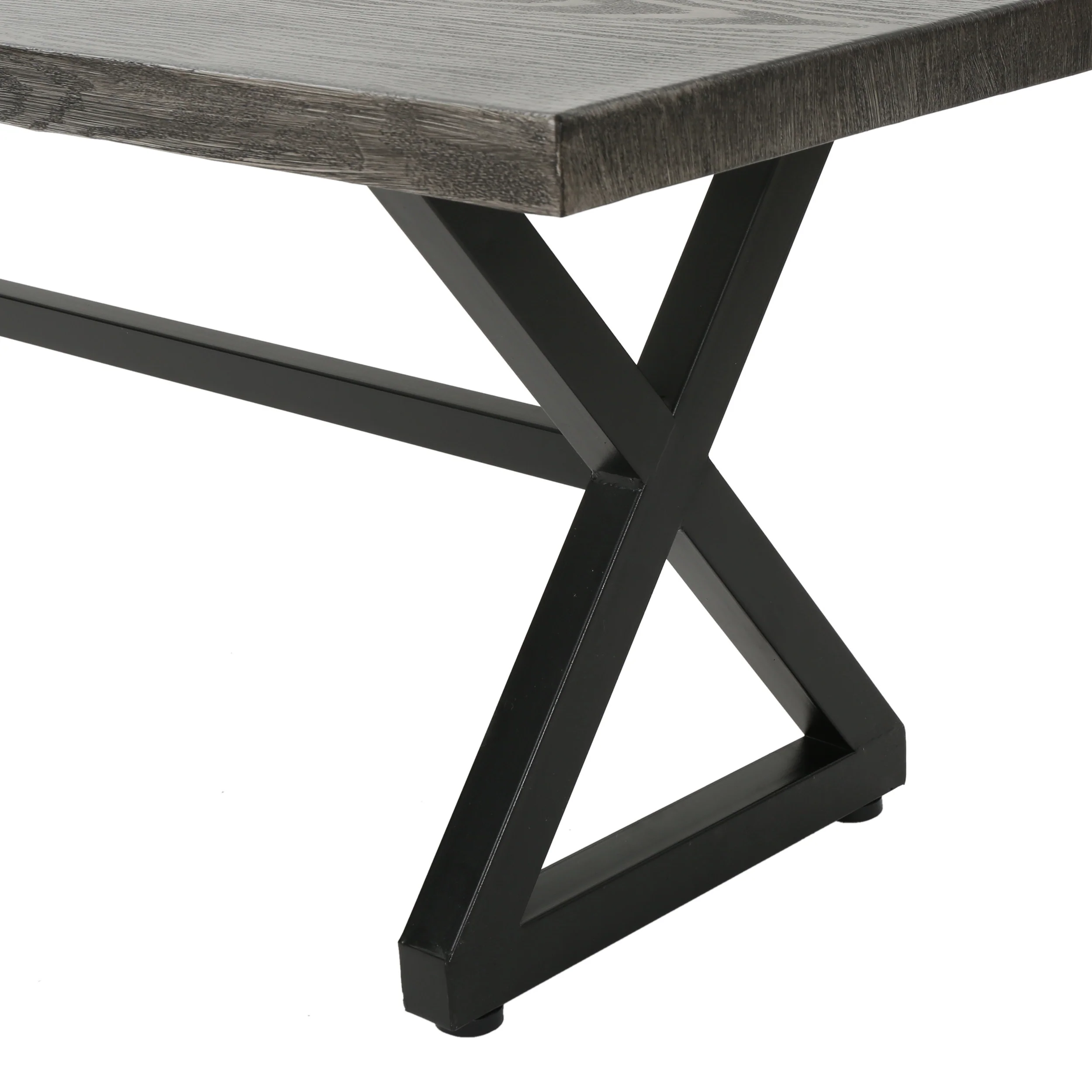 Rosarito Outdoor Aluminum Dining Bench with Black Steel Frame (Set of 2) - furnishings