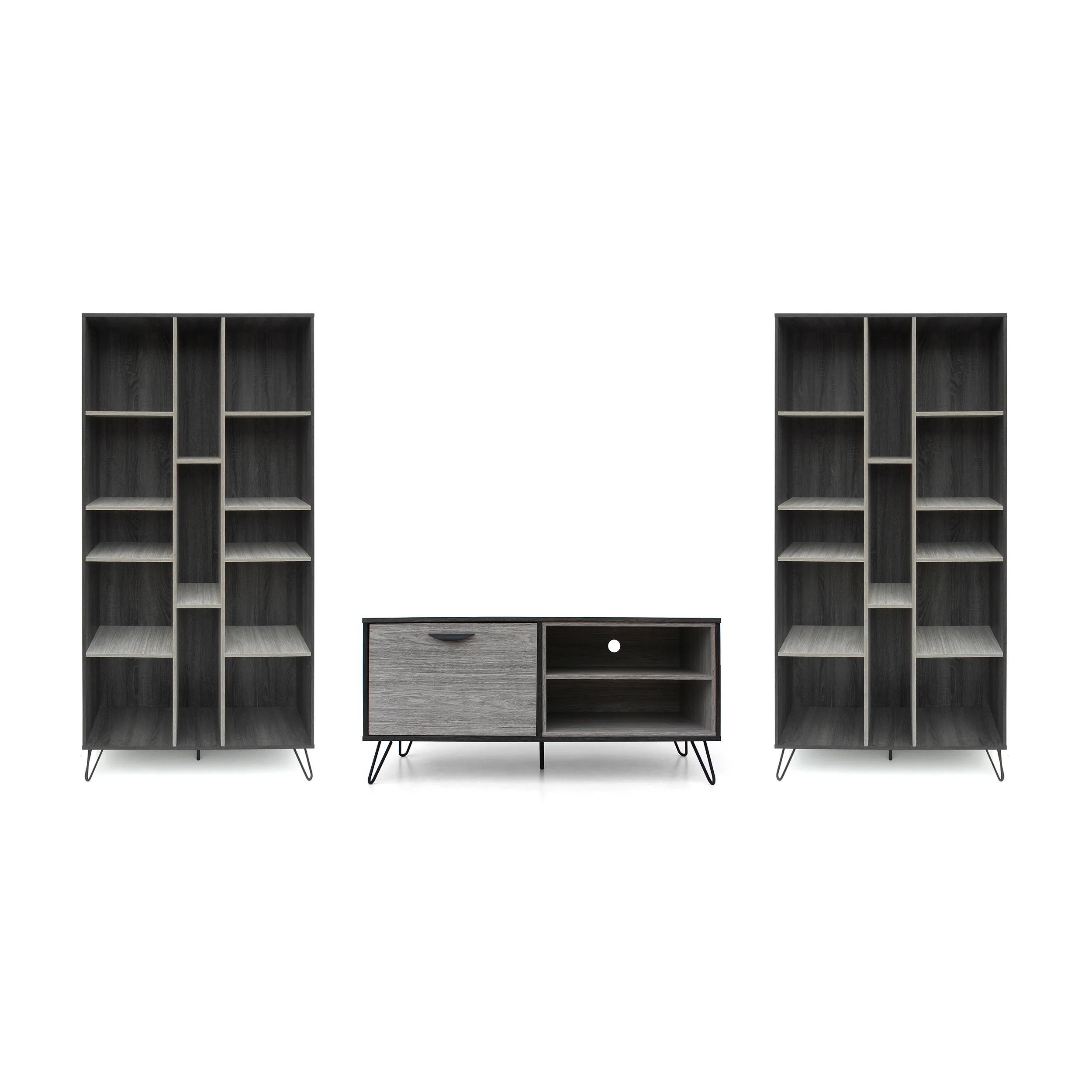 Esther Mid Century 3 Piece TV Stand & Bookcases Set - furnishings