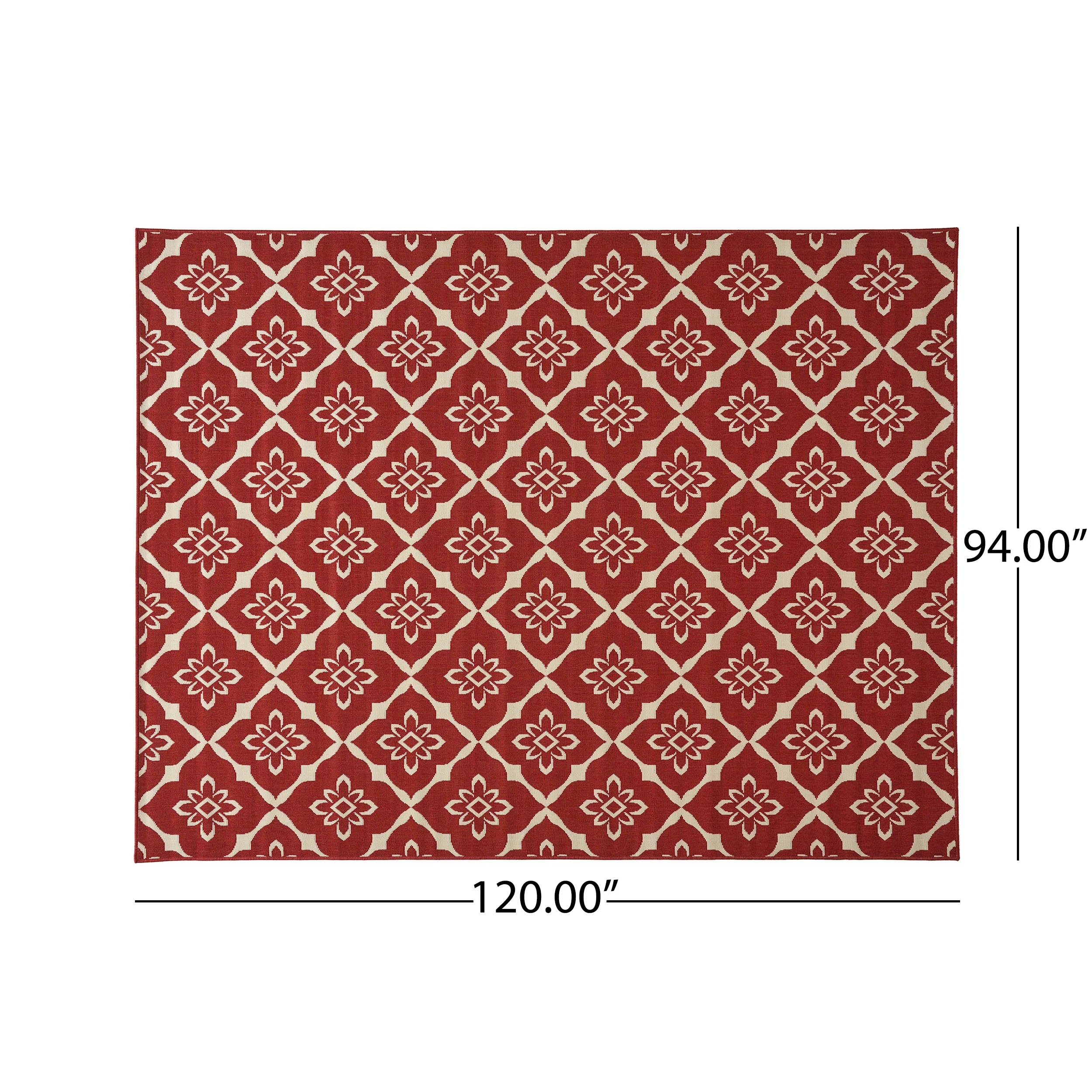Eluzer Outdoor Trellis Area Rug, Red and Ivory - furnishings