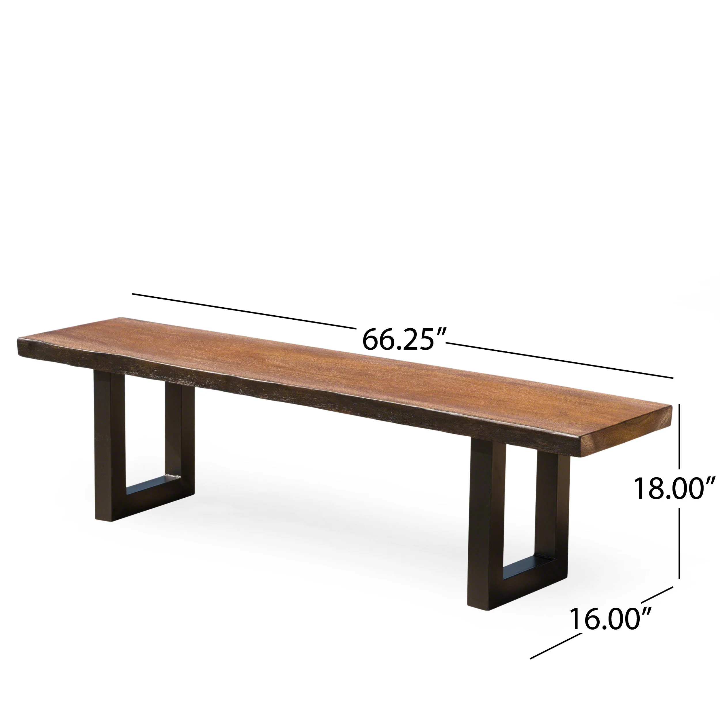 Ishtar Outdoor Faux Live Edge Teak Finish Lightweight Concrete Dining Bench - furnishings