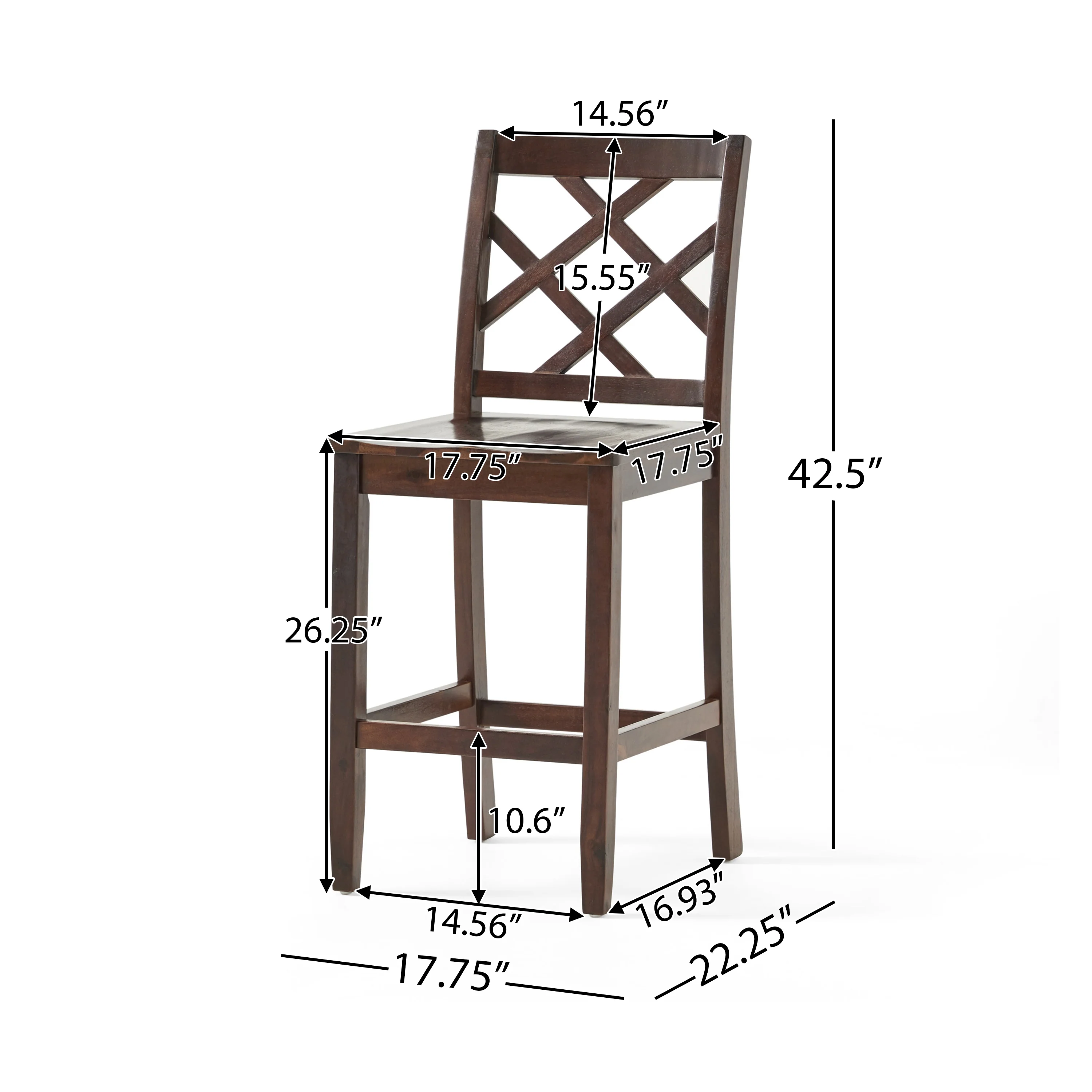 Scottsman Rustic Crossback Brown Mahogany Acacia Wood Counter Stools (Set of 2) - furnishings