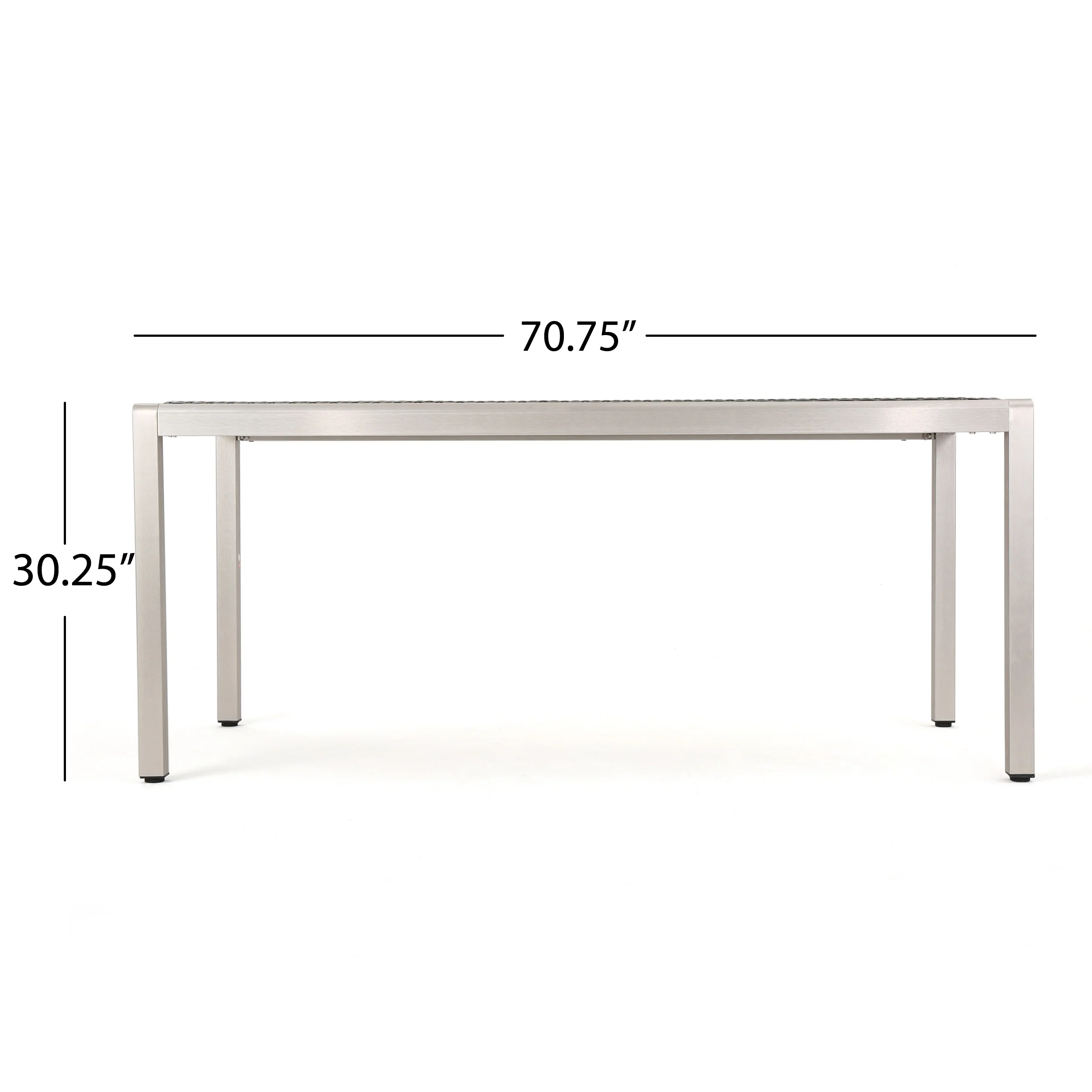 Cherie Outdoor Modern 6 Seater Aluminum Dining Set with Wicker Table Top - furnishings