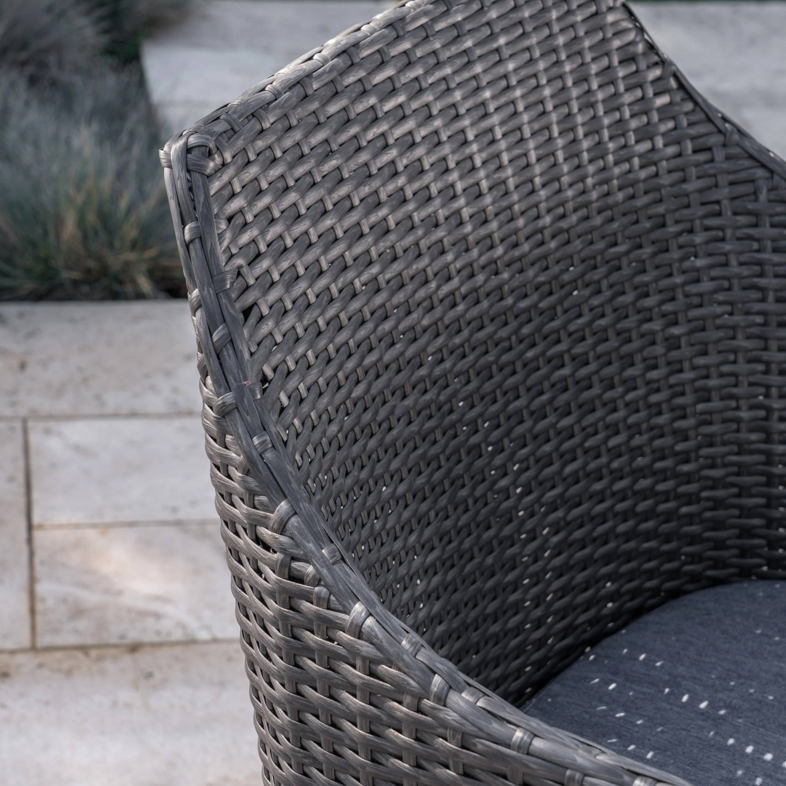 Tammy Outdoor 6 Piece Wicker Dining Set with Concrete Dining Table and Bench - furnishings