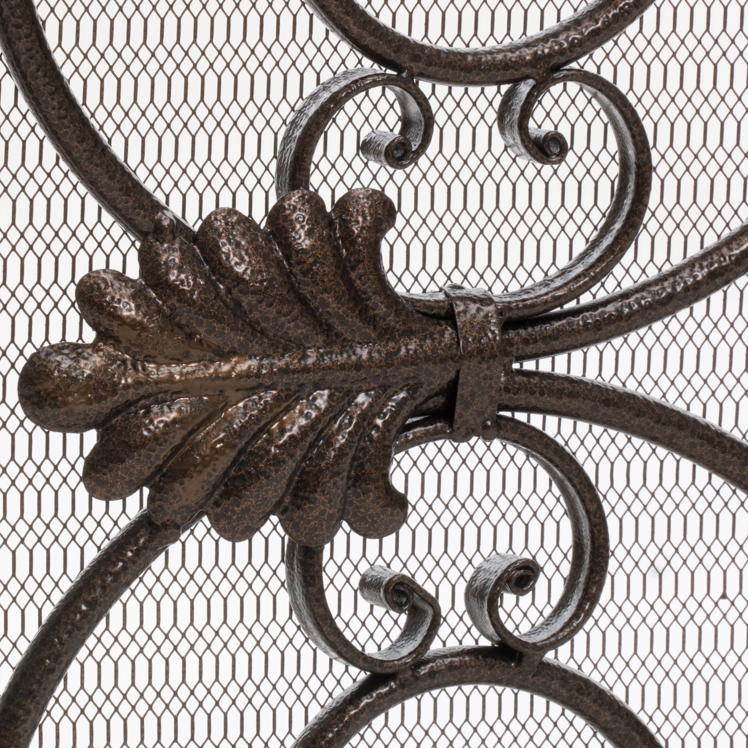 Darcie Copper Brown Finish Wrought Iron Fireplace Screen - furnishings