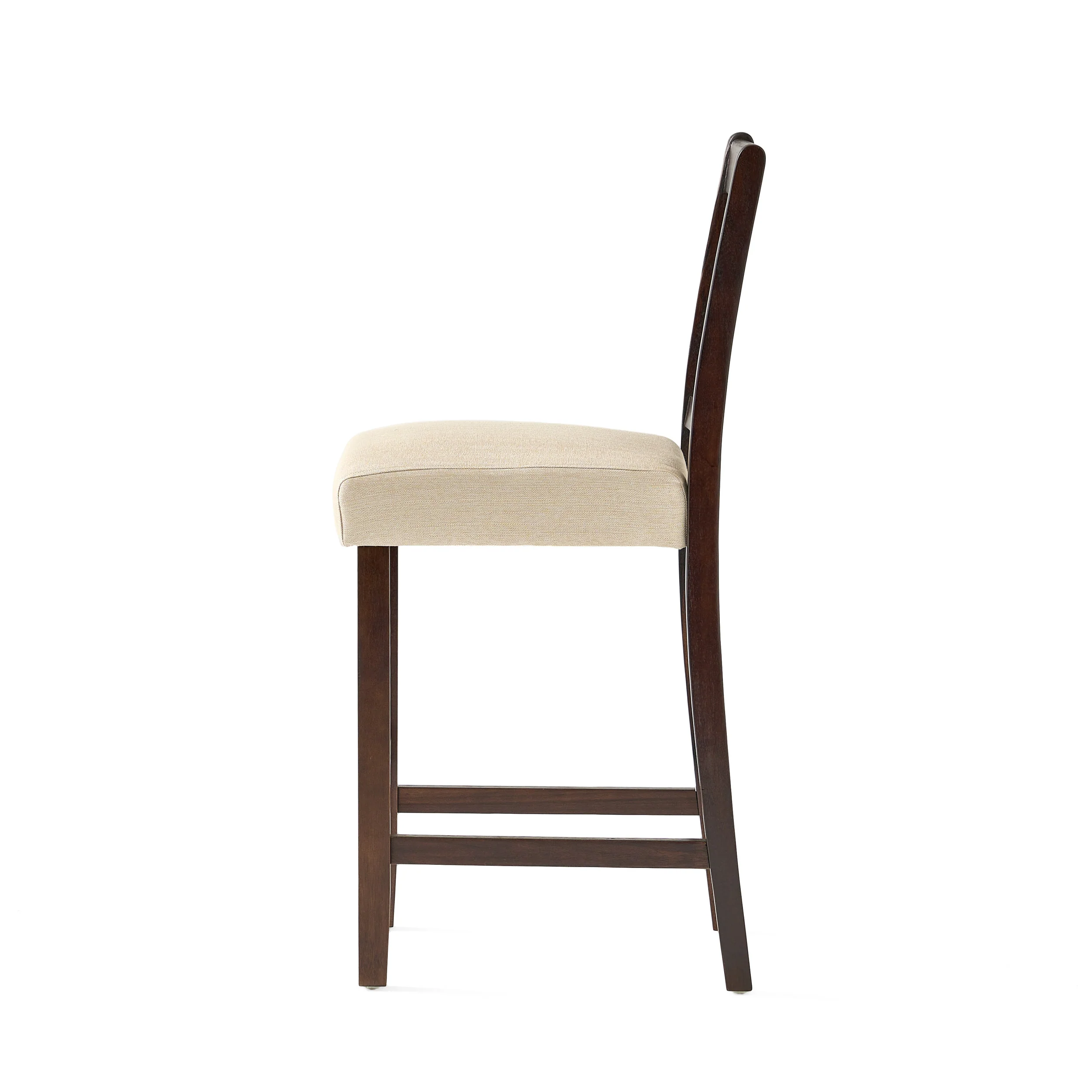 Etodens 26-Inch Brown Mahogany Acacia Counterstool with Beige Cushion (Set of 2) - furnishings