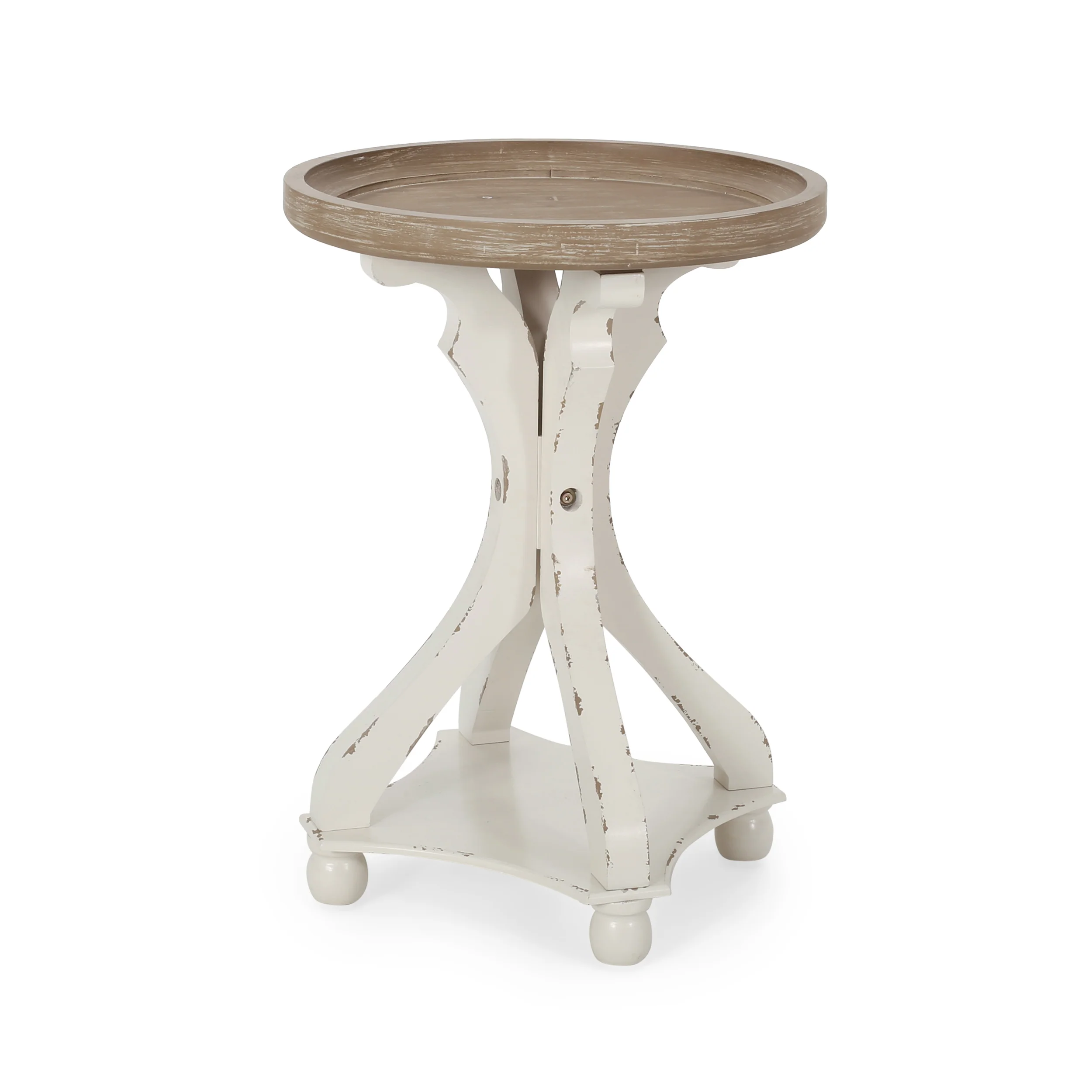 Ihana French Country Wooden Accent Table with Round Top - furnishings