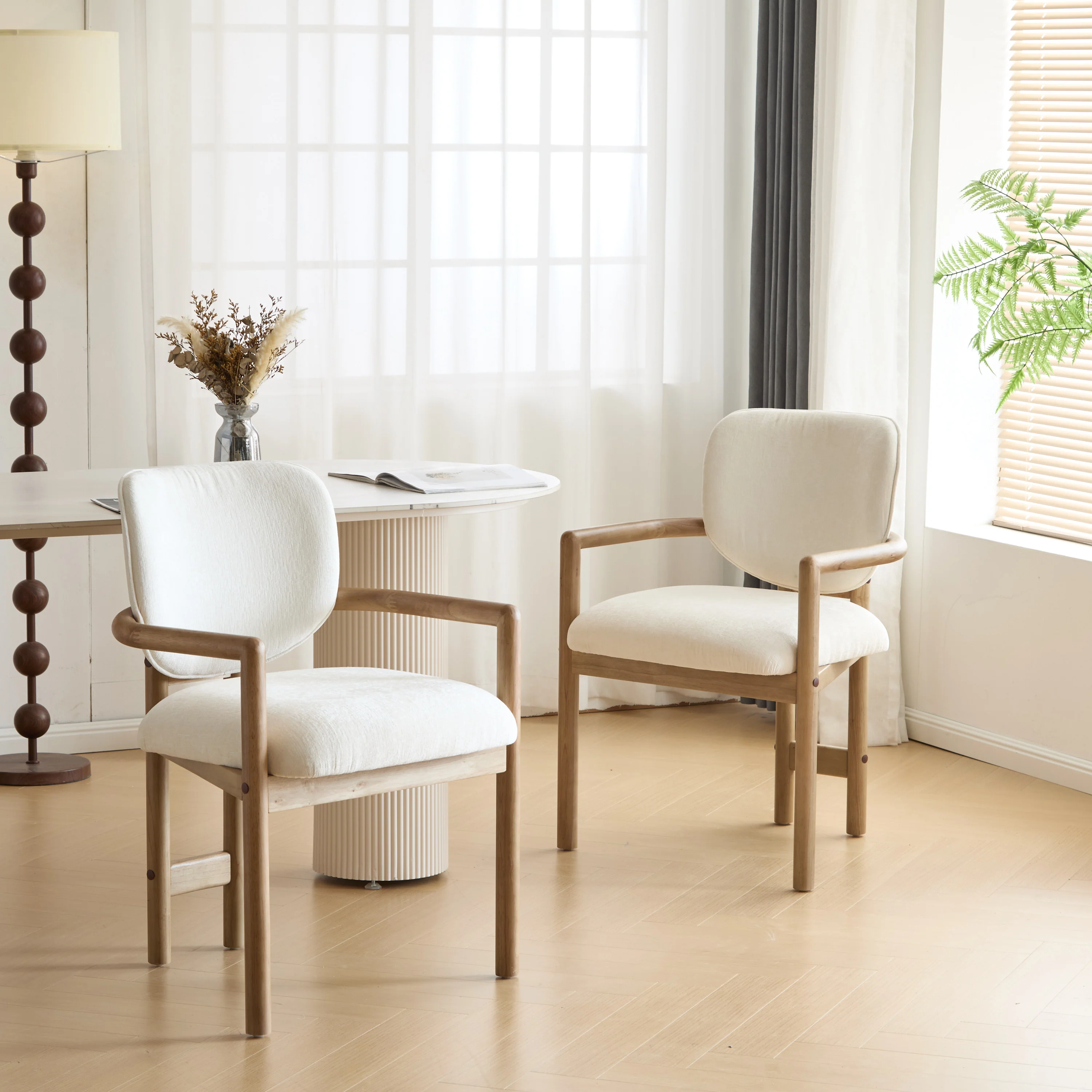 Fluffy Modern Rubberwood Upholstered Dining Chairs - furnishings
