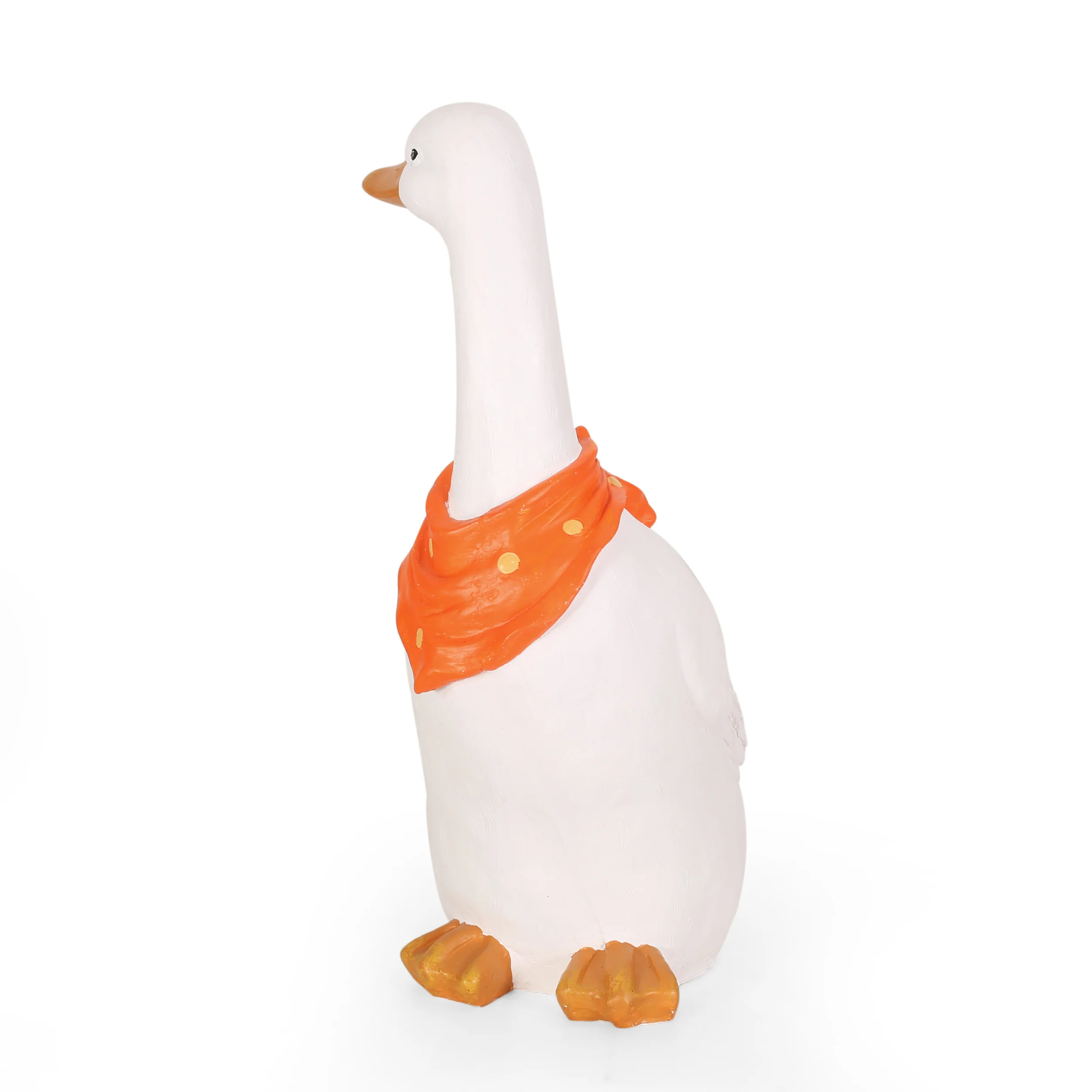 Rafter Outdoor Goose Garden Statue, White and Orange - furnishings