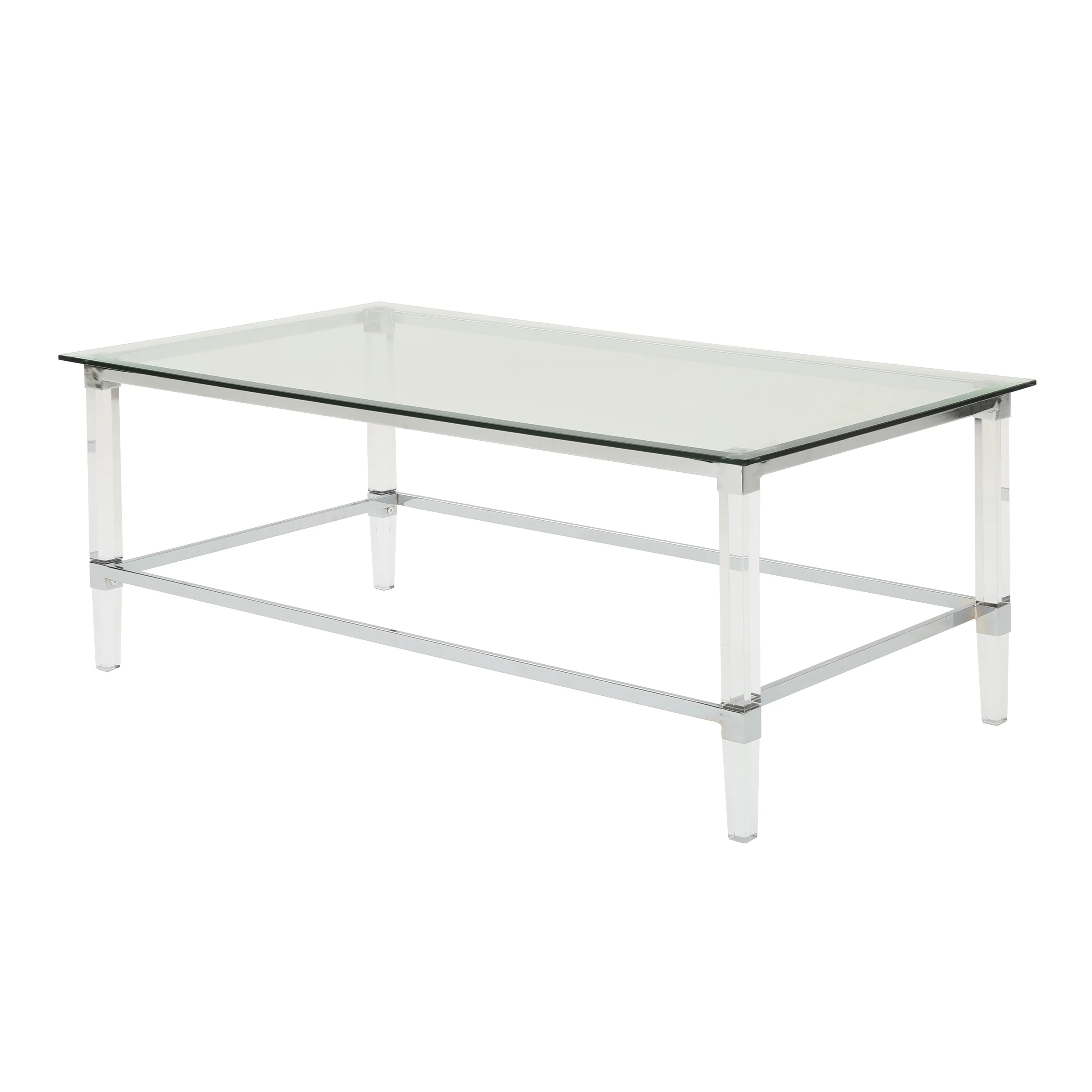 Bayor Modern Tempered Glass Coffee Table with Acrylic and Iron Accents - furnishings