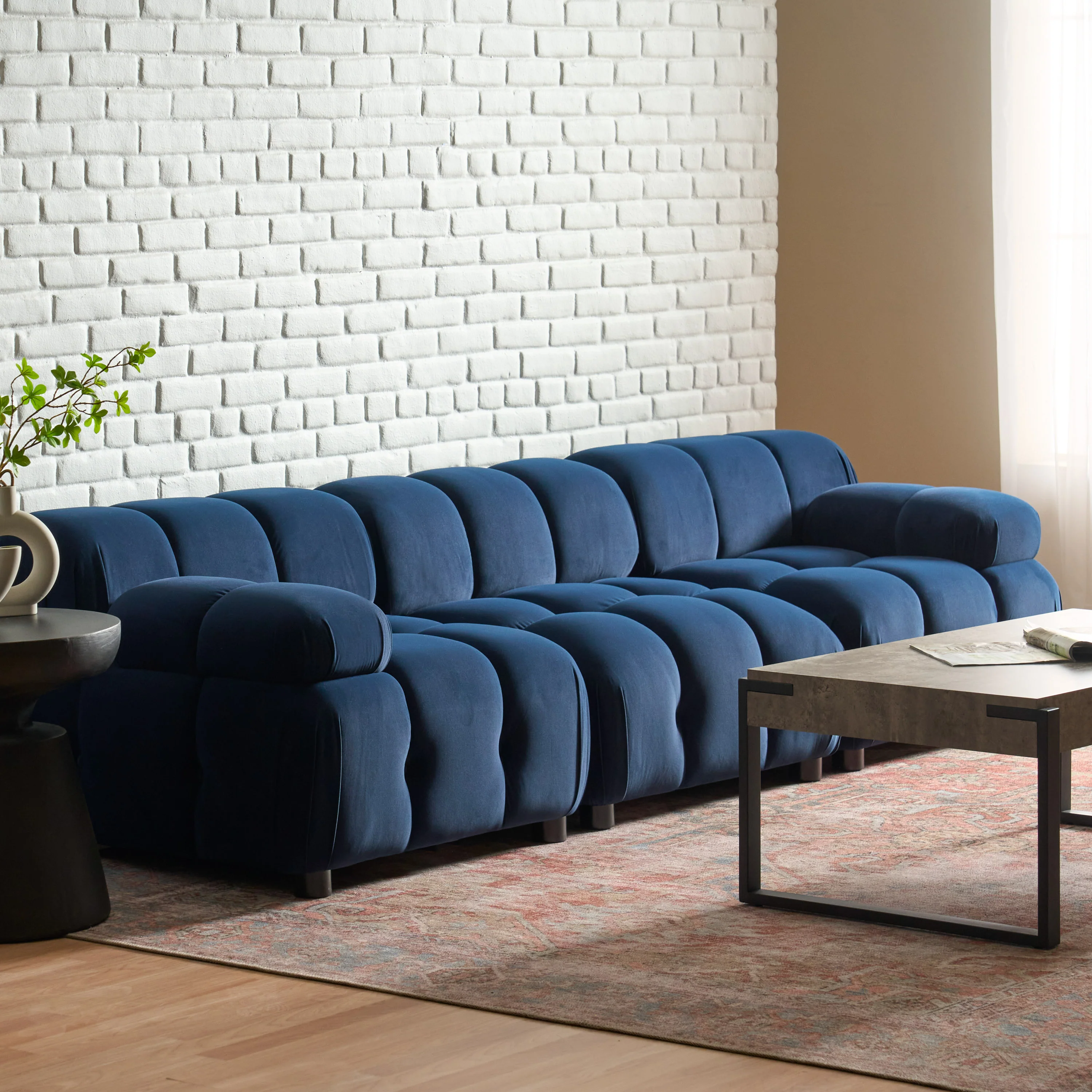 Kildare Velvet 3 Seater Modular Tufted Sofa - furnishings
