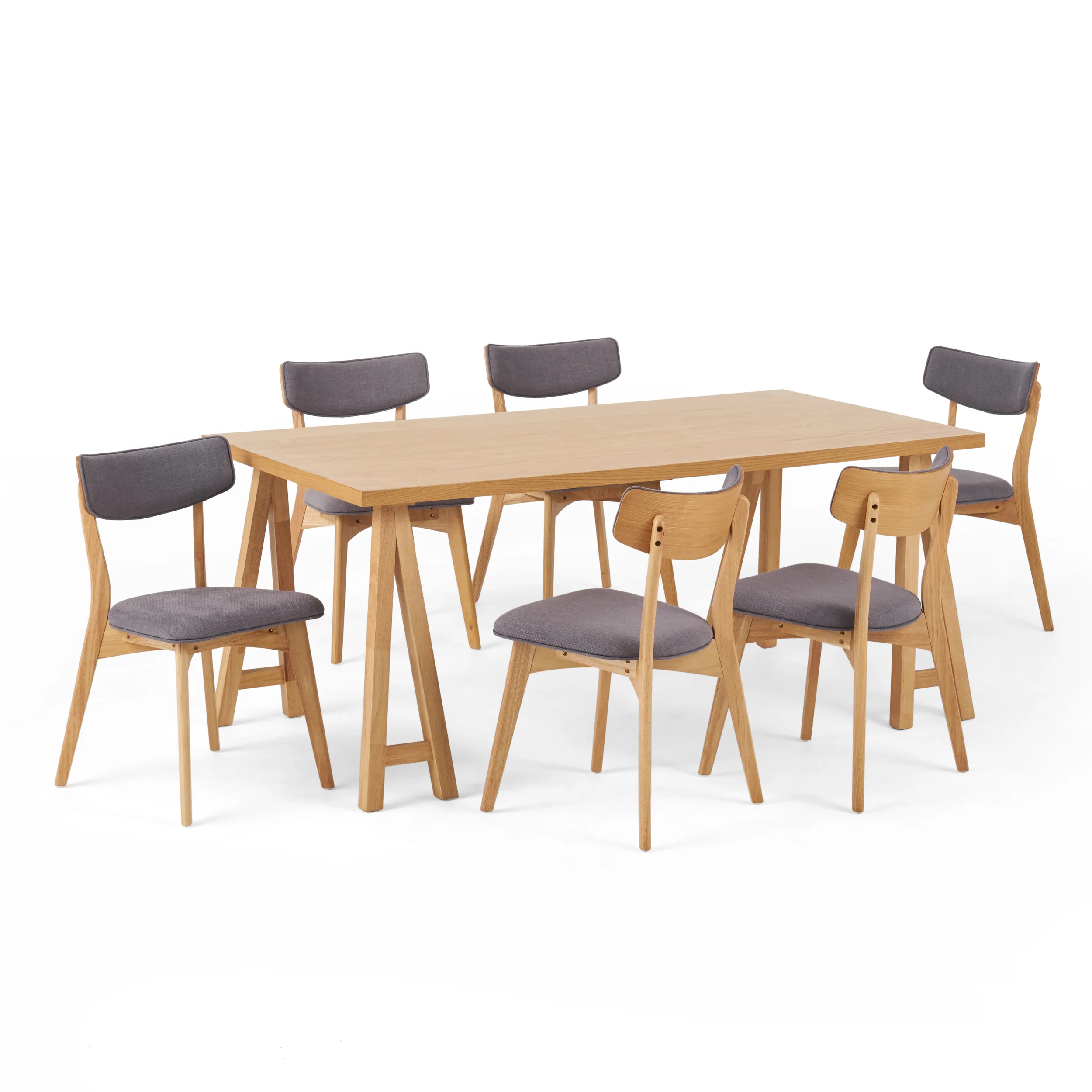 Turat Mid-Century Modern 7 Piece Dining Set with A-Frame Table - furnishings