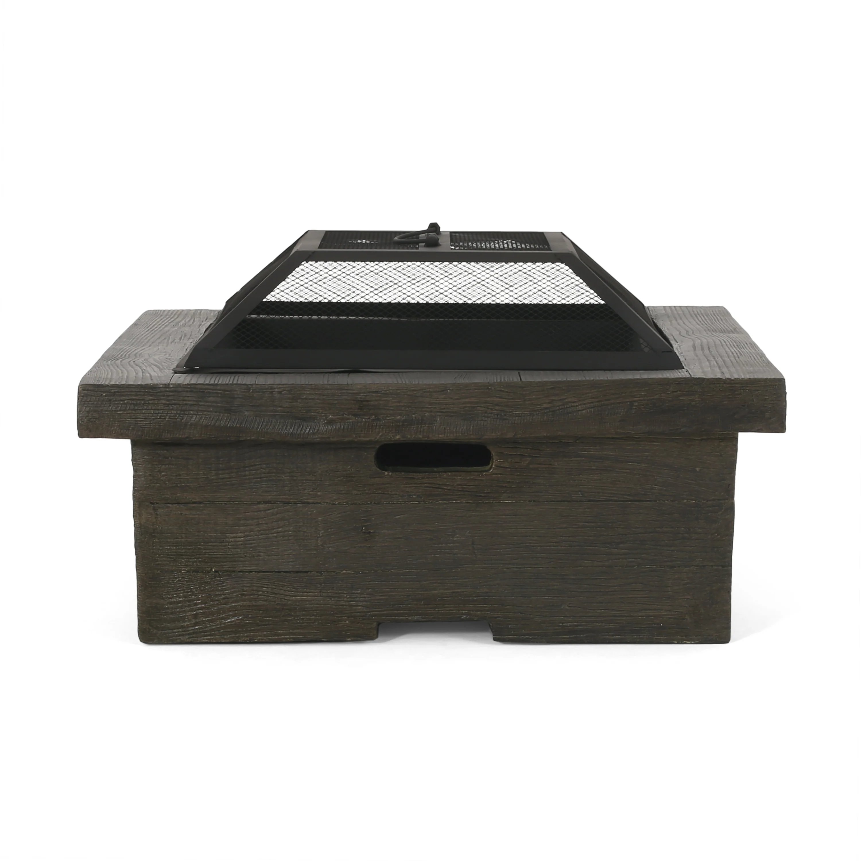 Bunce Outdoor Lightweight Concrete Wood Burning Square Fire Pit, Gray - furnishings
