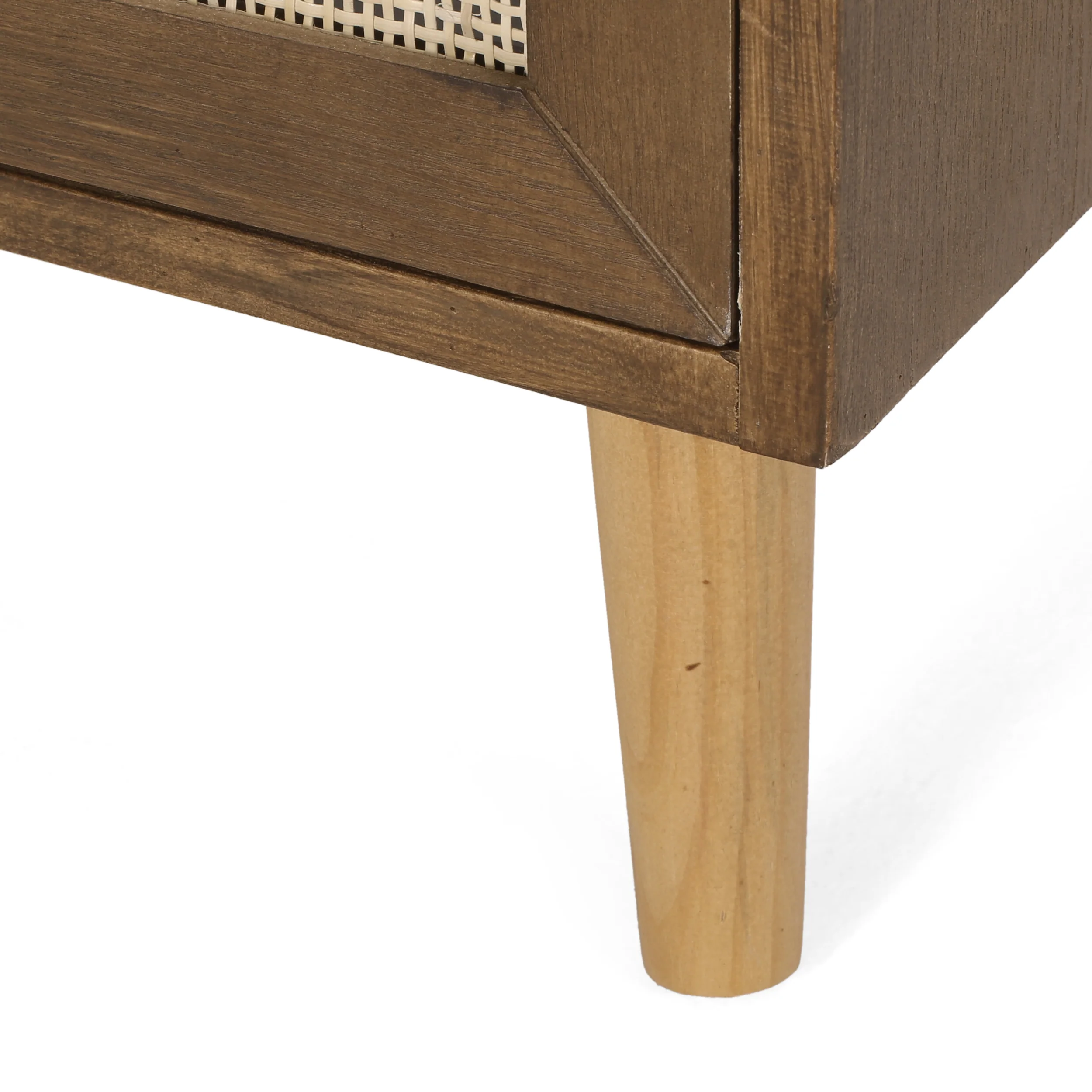 Hulett Contemporary End Table with Hutch, Walnut, Natural, and Antique Gold - furnishings