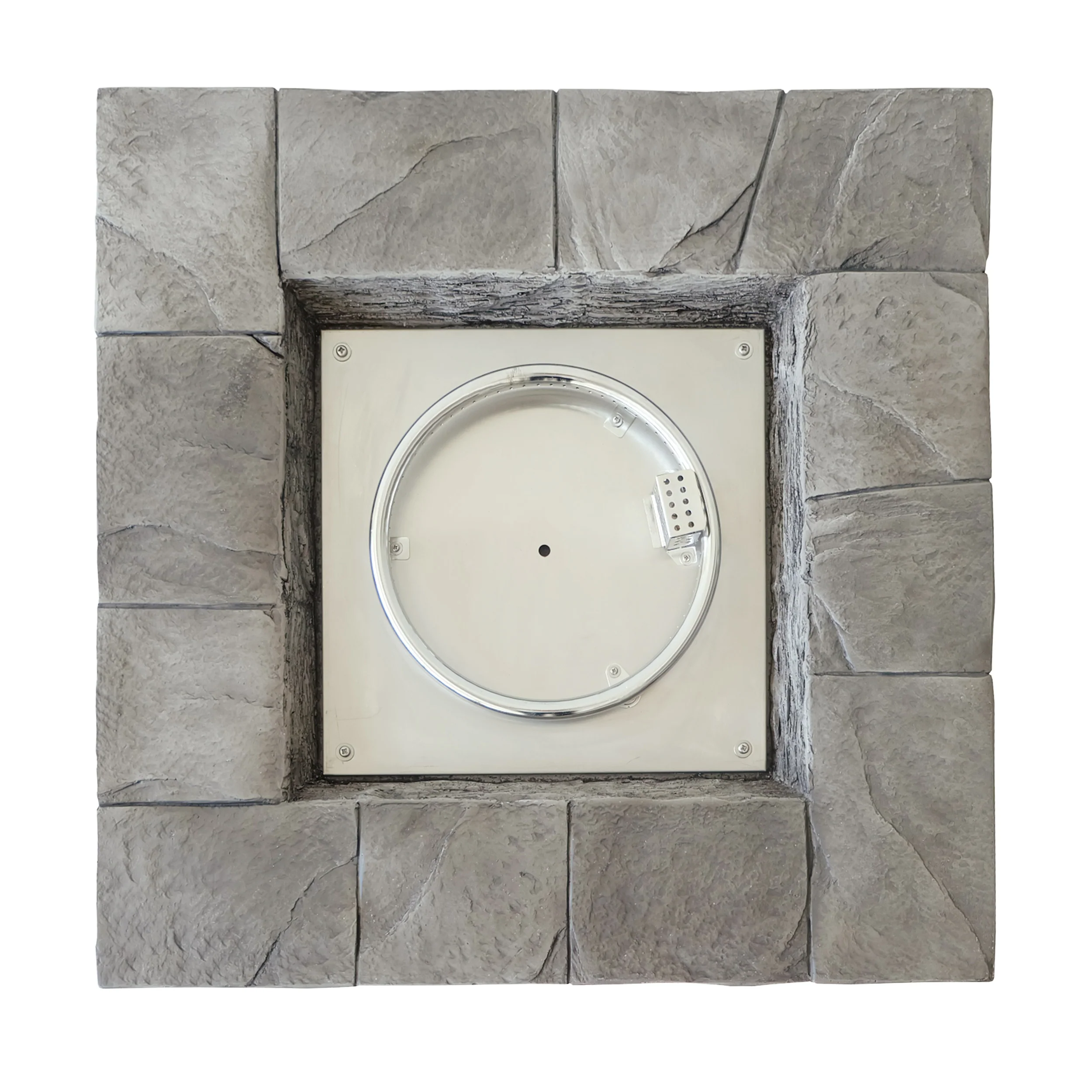 Angeleno Outdoor Square Gray Lightweight Concrete Fire Pit with Stone Finish - furnishings