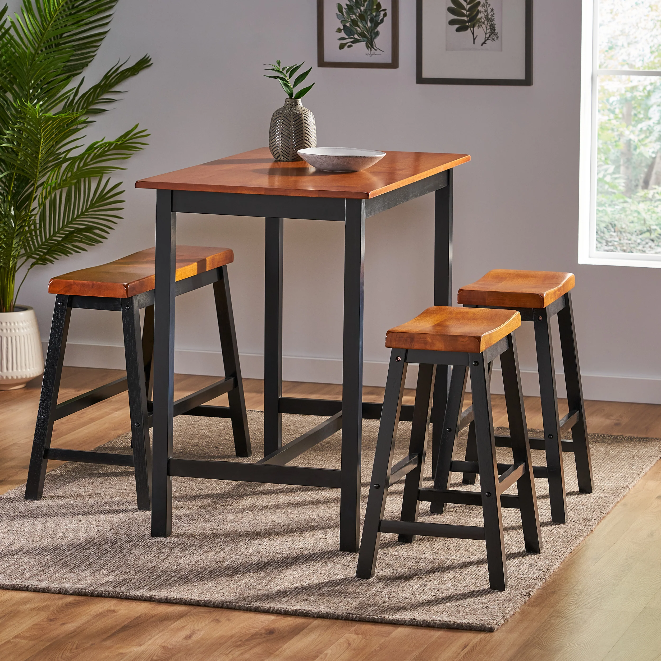 Toluca Farmhouse 4 Seater Bar Dining Set - furnishings