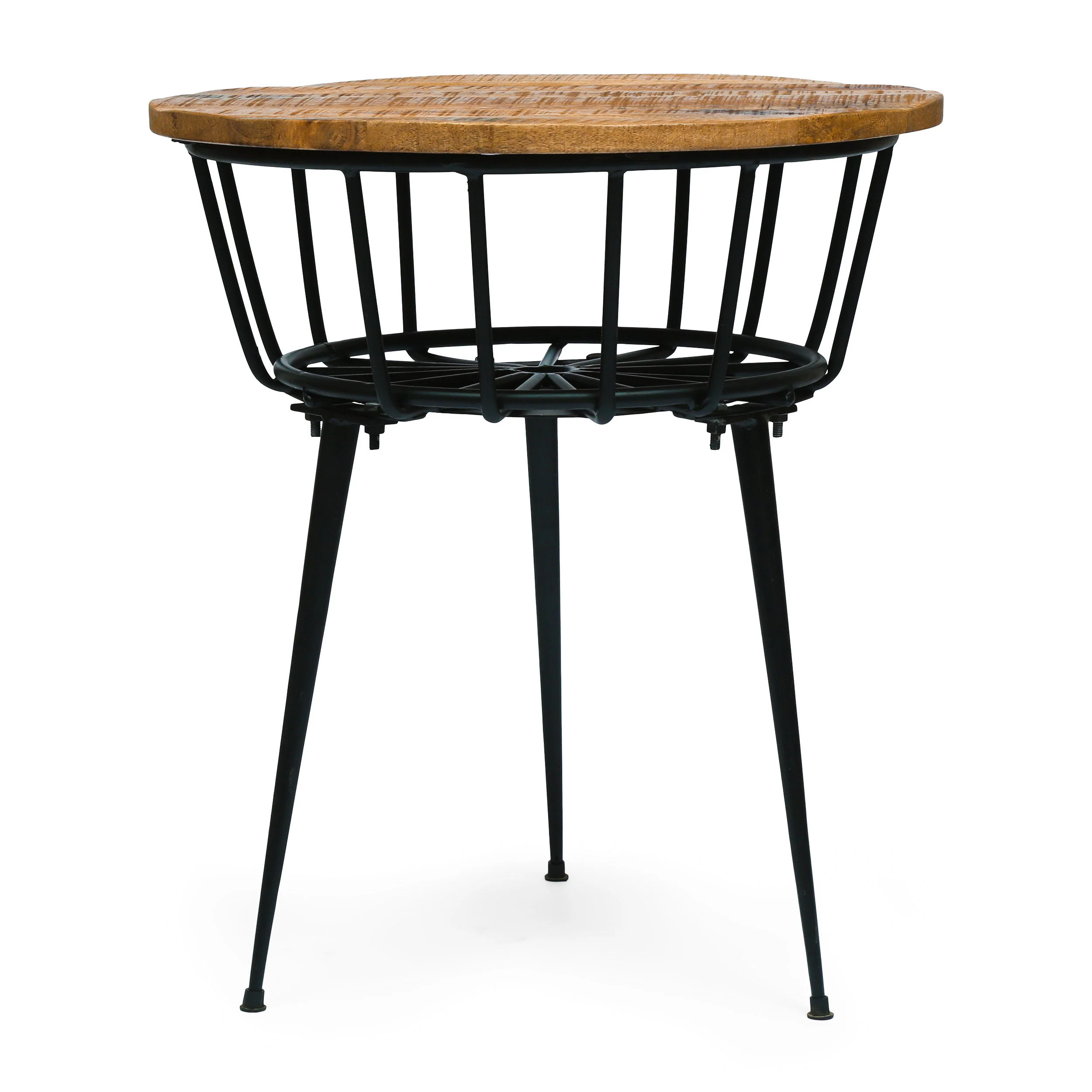 Tomilson Modern Industrial Handcrafted Mango Wood Side Table, Natural and Black - furnishings