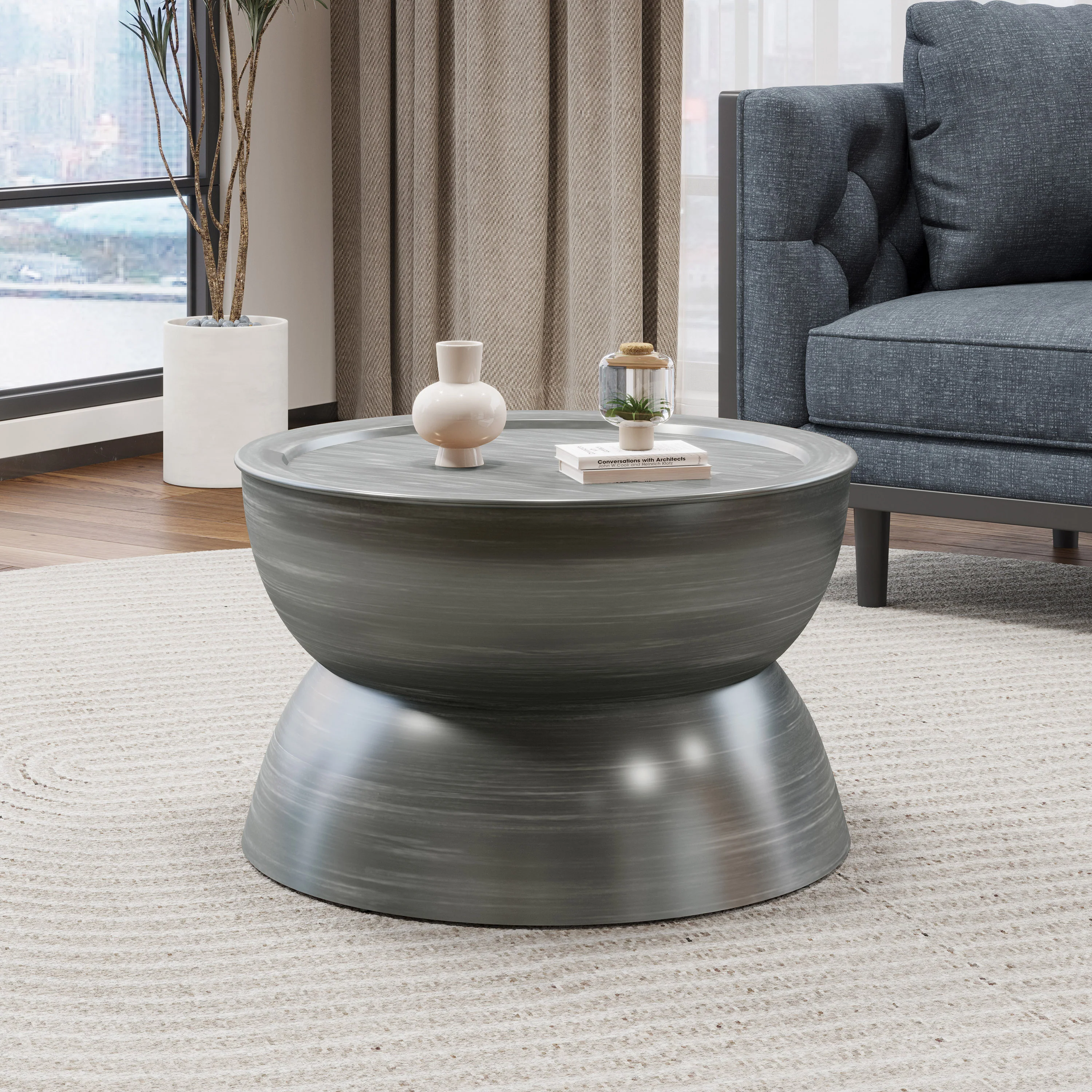 Sparling Modern Iron Hourglass Coffee Table - furnishings