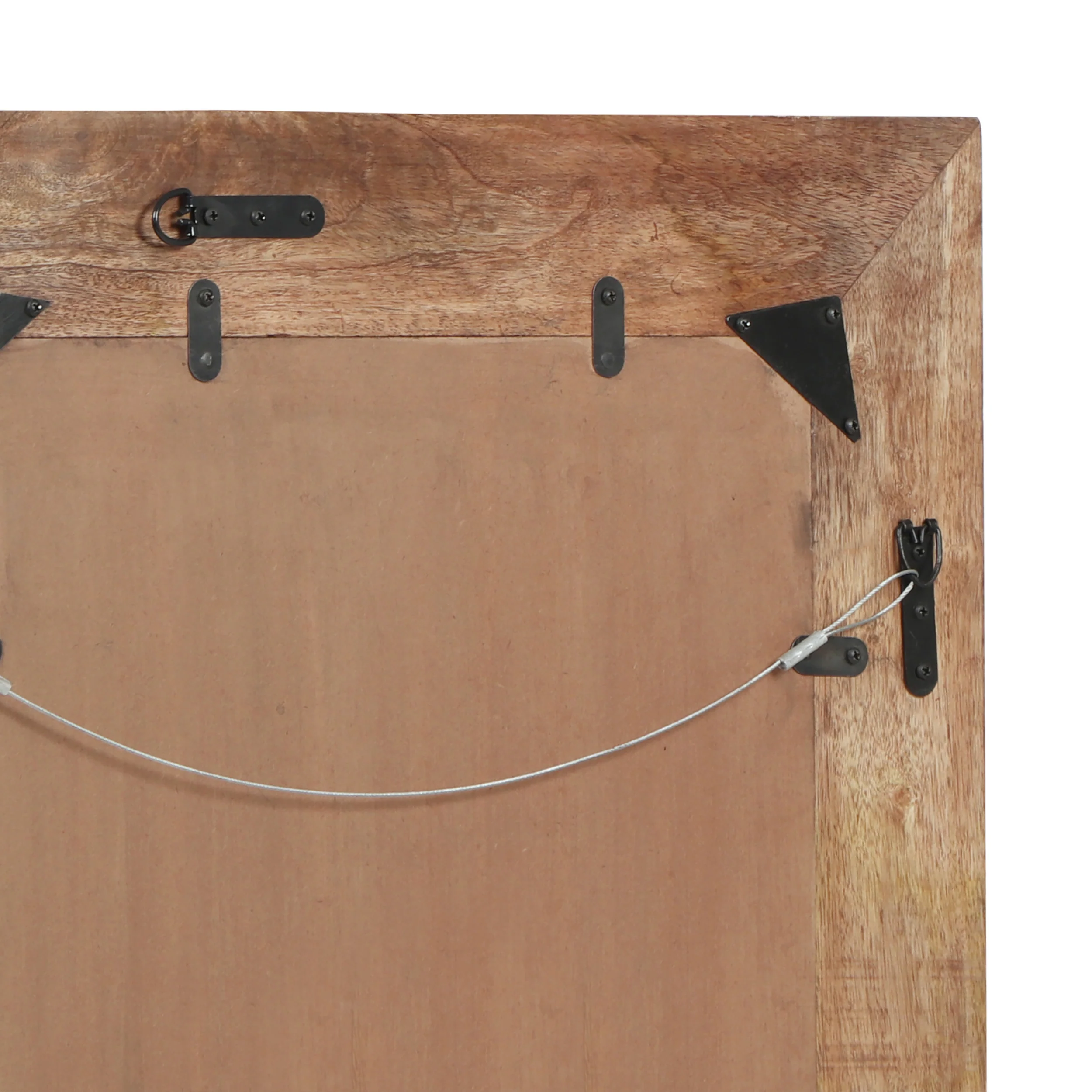 Greenler Boho Handcrafted Rectangular Mango Wood Wall Mirror, Natural and Antique Gold - furnishings