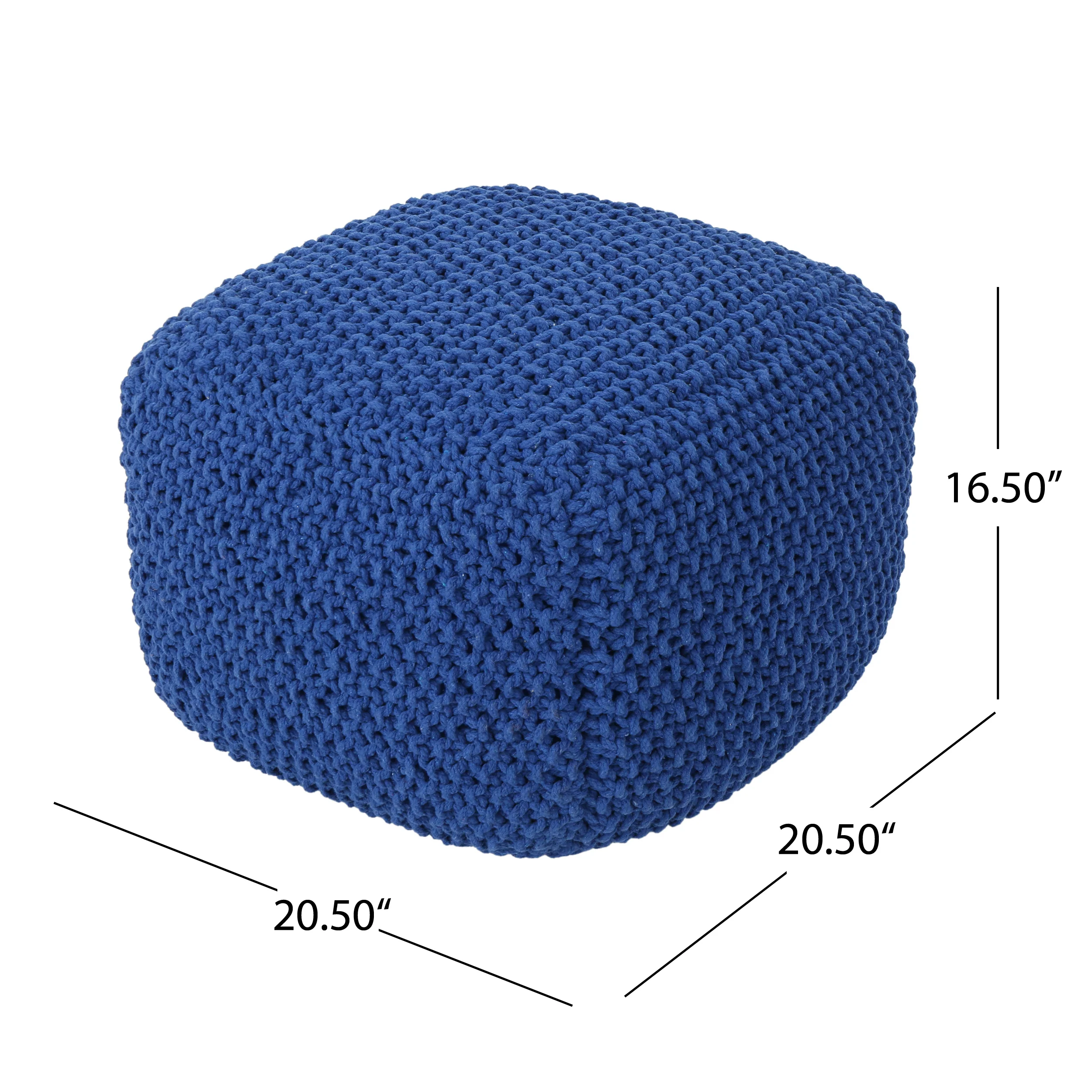 Knox Modern Boho Hand-Knitted Cotton Thread Pouf Foot Stool - furnishings