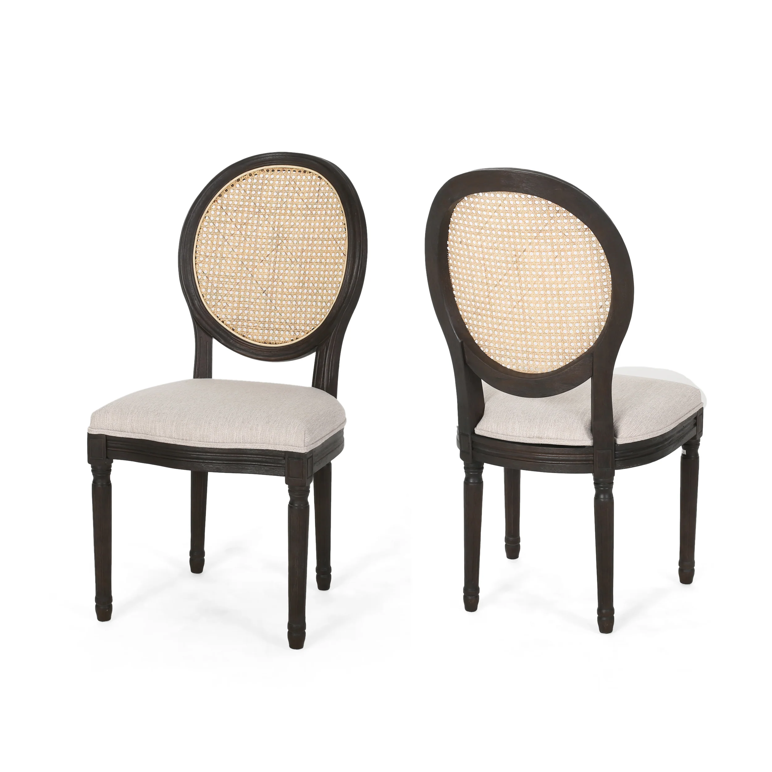 Laney French Style Oval Cane Back Dining Chairs (Set of 2) - furnishings