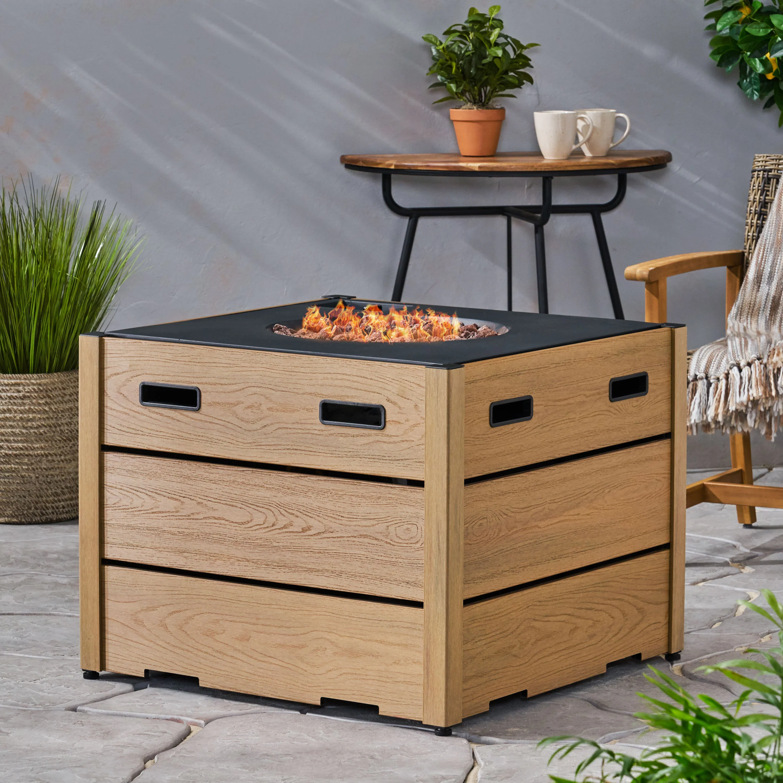 Suches Archie Outdoor 40,000 BTU Square Fire Pit - furnishings