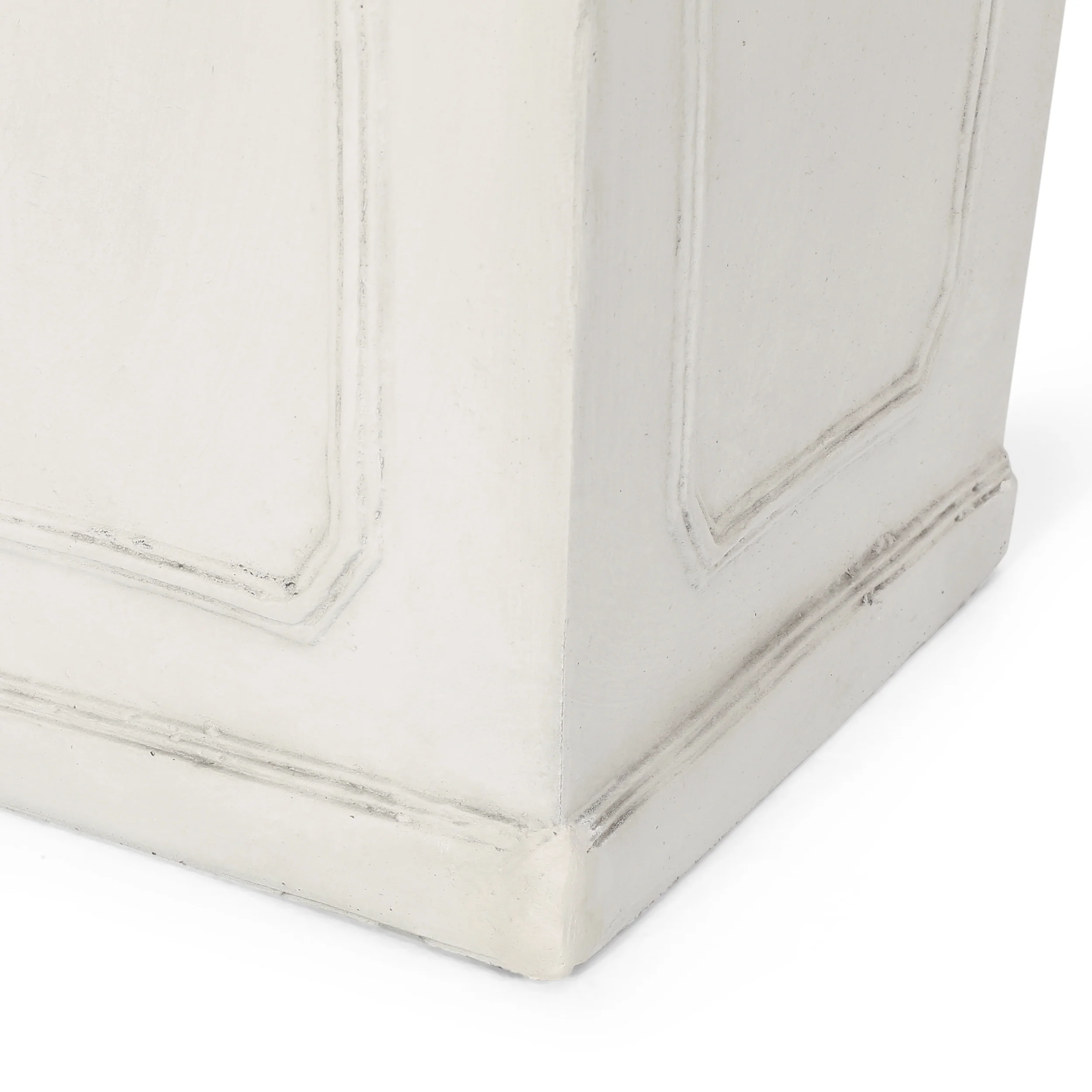 Greg Outdoor Medium and Large Cast Stone Tapered Planter Set, Antique White - furnishings