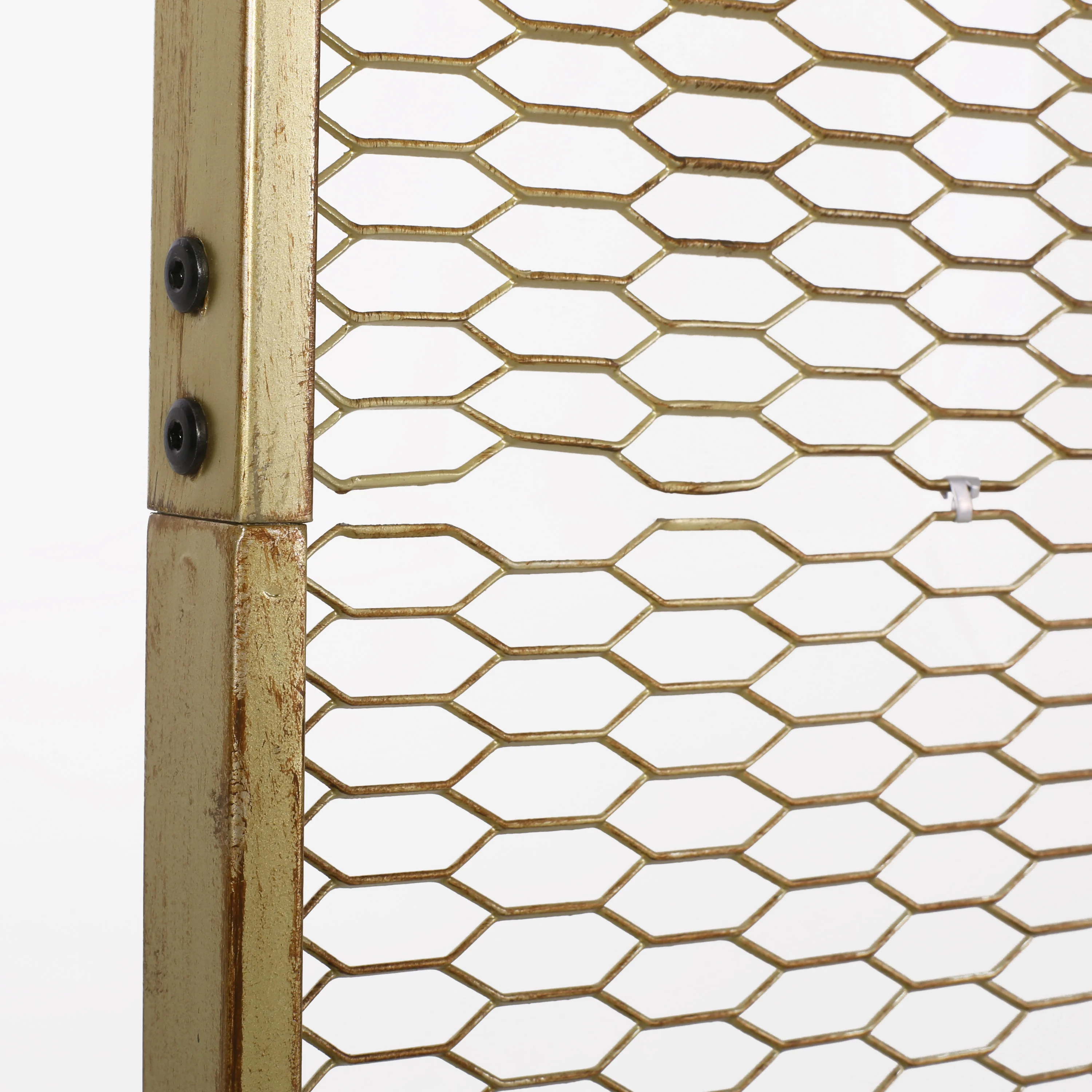Jessamine Modern Mesh Room Divider, Gold Brushed Brown and Black - furnishings