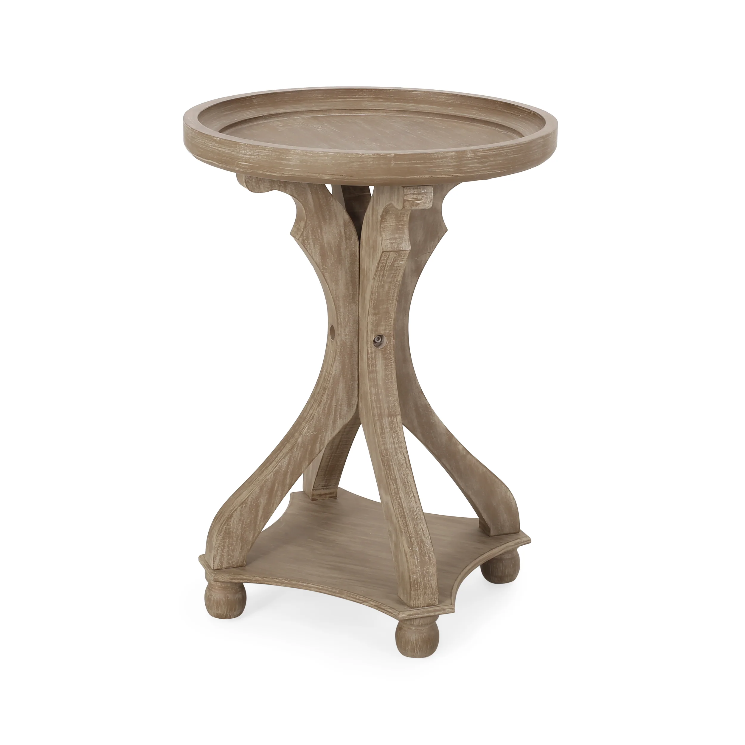 Ihana French Country Wooden Accent Table with Round Top - furnishings