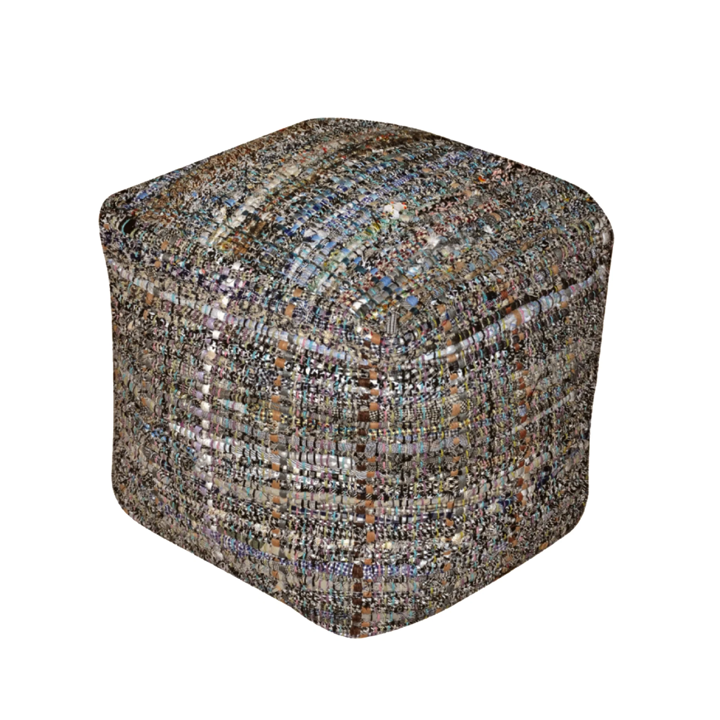 Kamil Handcrafted Boho Fabric Pouf - furnishings