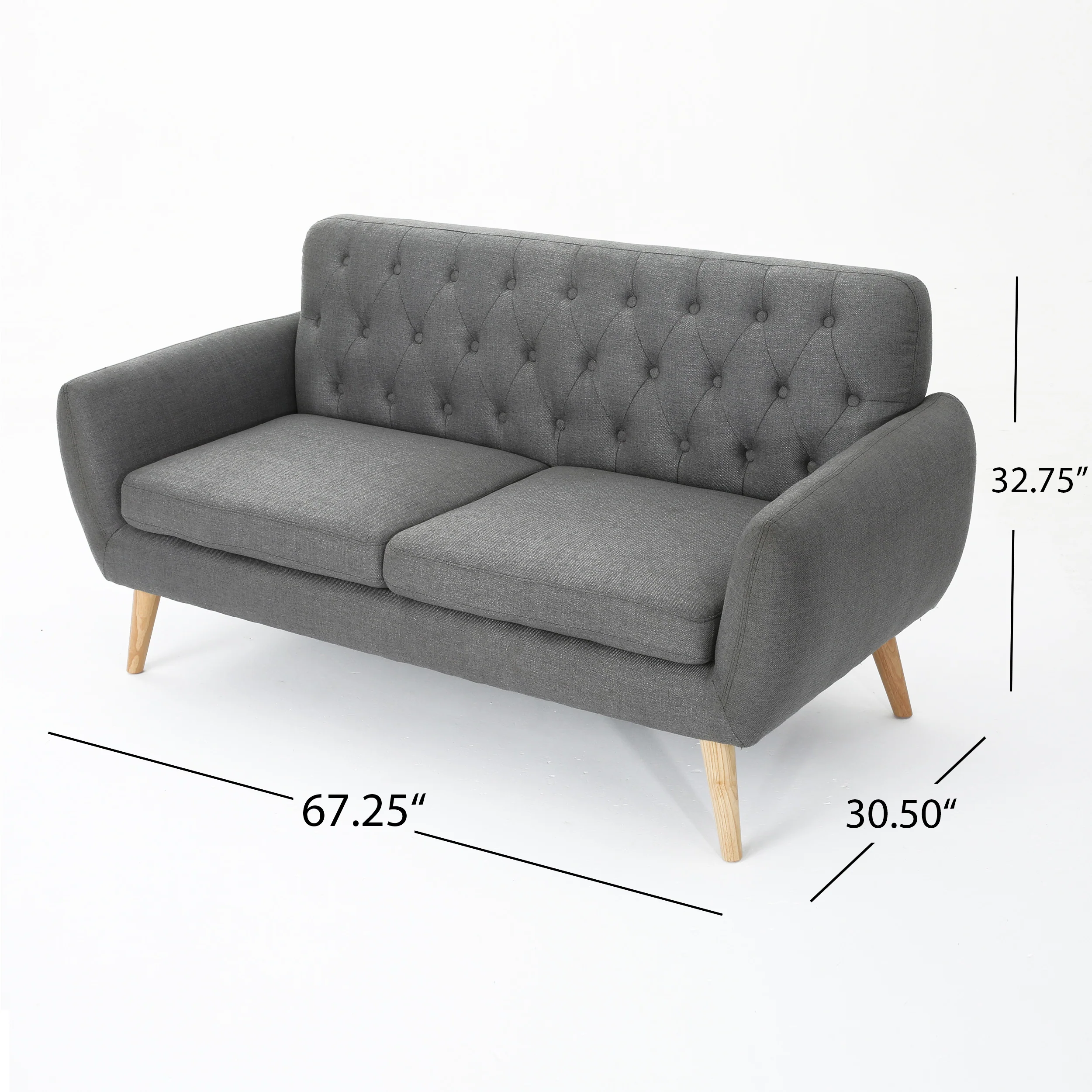 Alscot Mid Century Modern Fabric Tufted Oversized Loveseat - furnishings