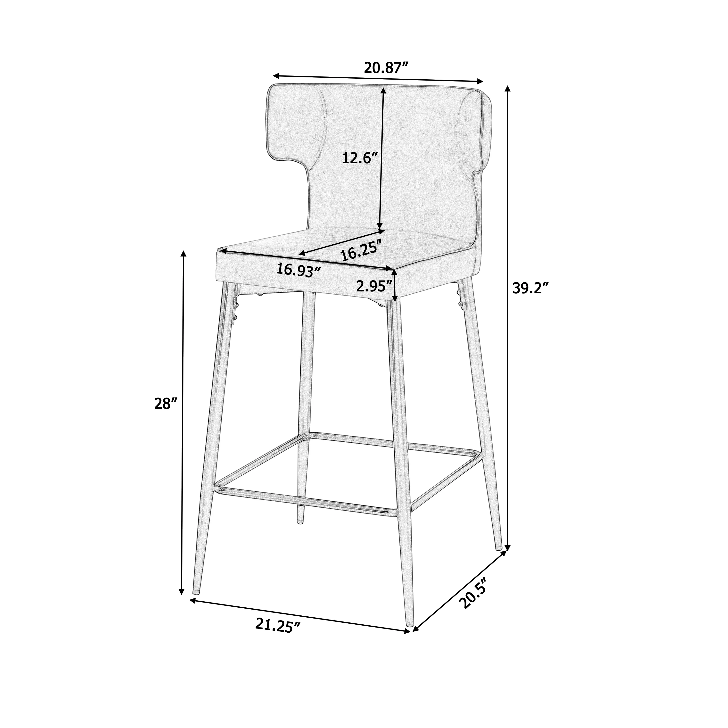 Kilburn Modern Upholstered Cushioned PU Leather Counter Stool with Footrest - furnishings
