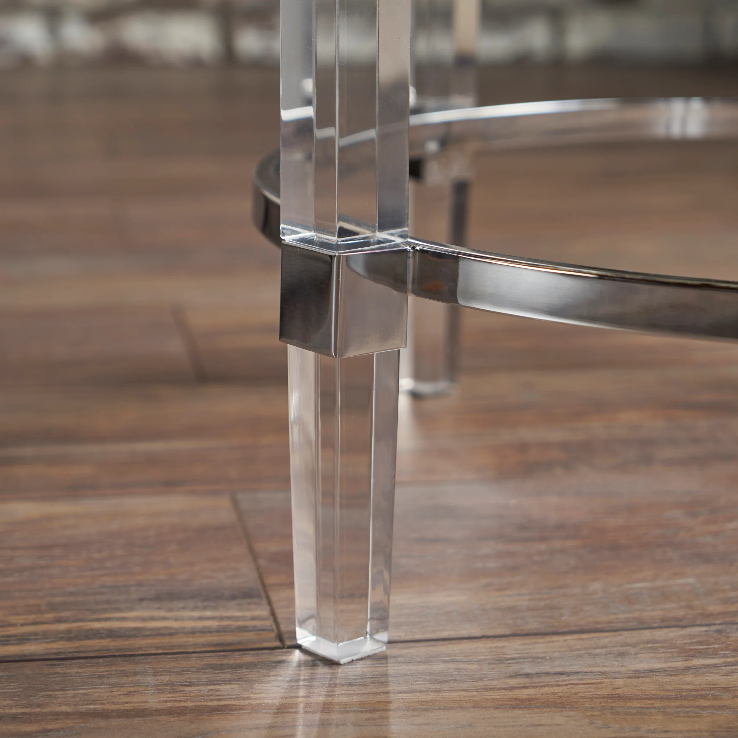 Orson See Through Clear Acrylic & Glass Round End Table - furnishings