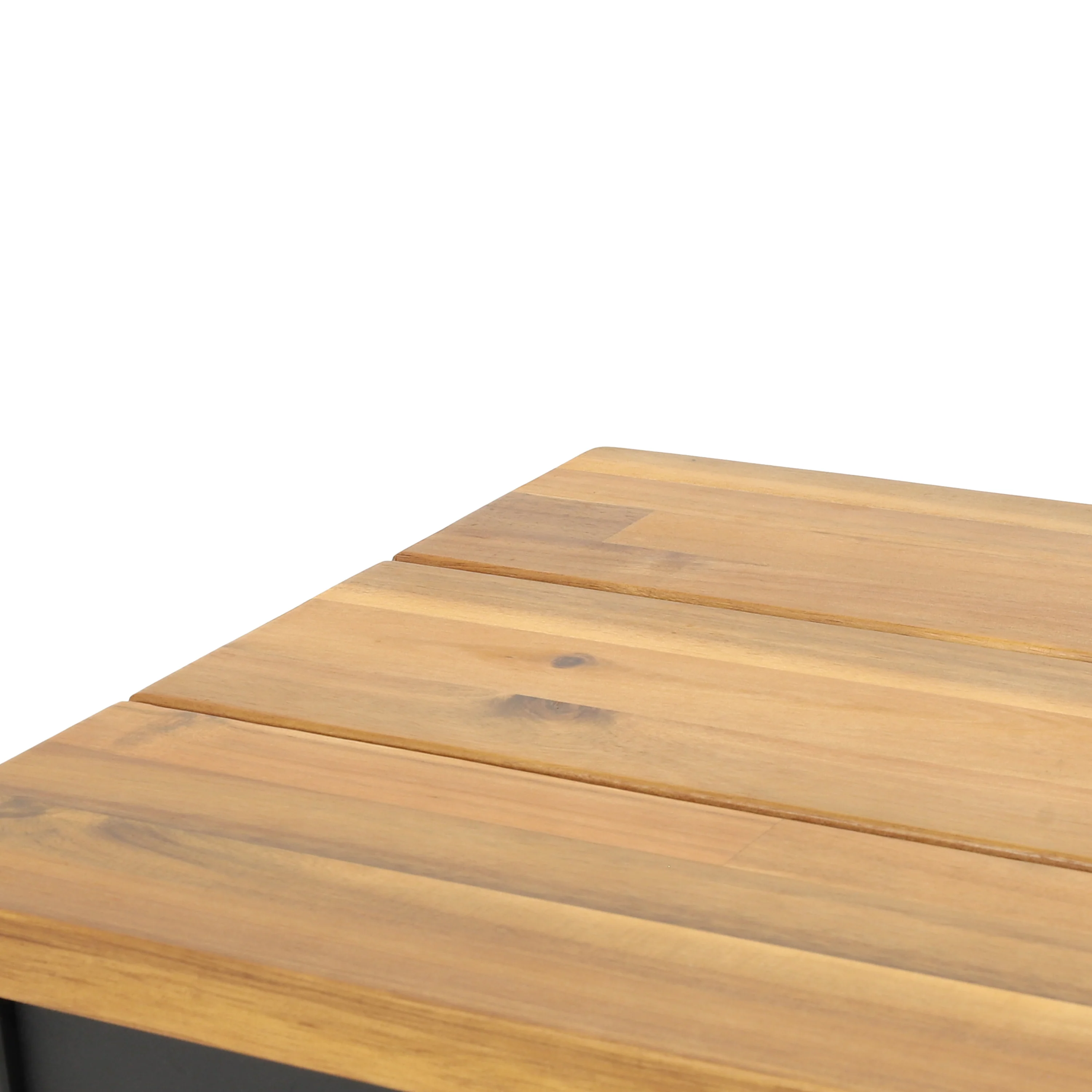 Colcord Outdoor Modern Industrial Acacia Wood 3 Piece Picnic Set, Teak and Black - furnishings