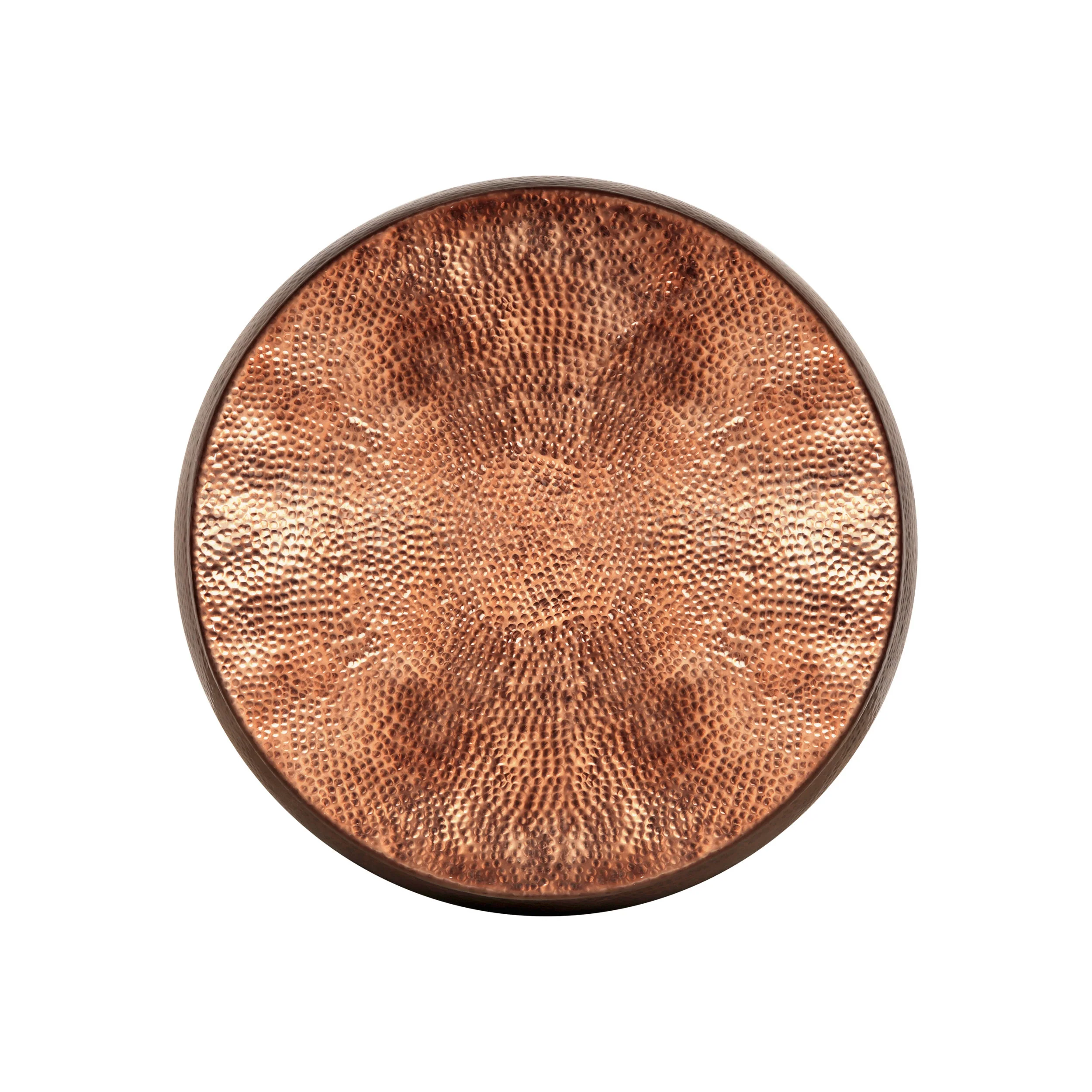 Jessika Modern Round Hammered Aluminum Storage Coffee Table - furnishings