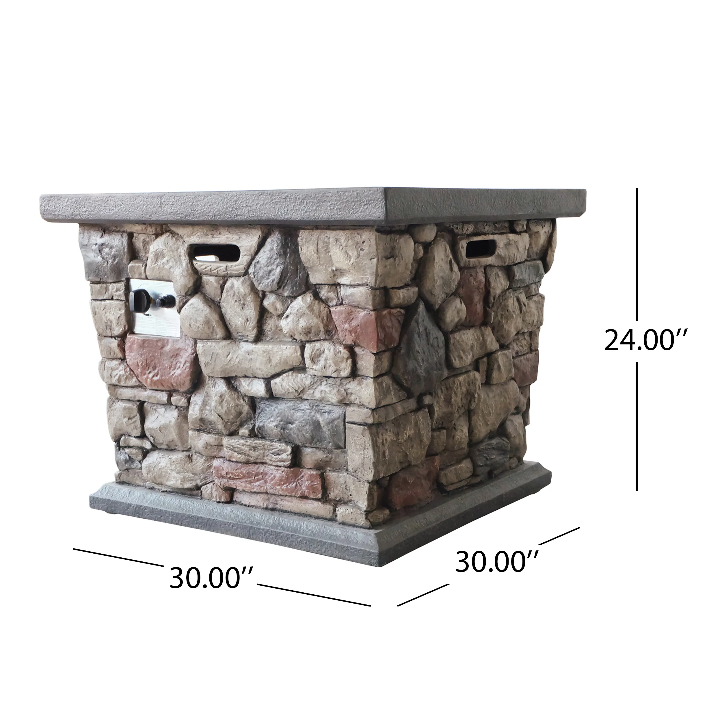 Alyna Outdoor Stone Finished Square Fire Pit - 40000 BTU - furnishings