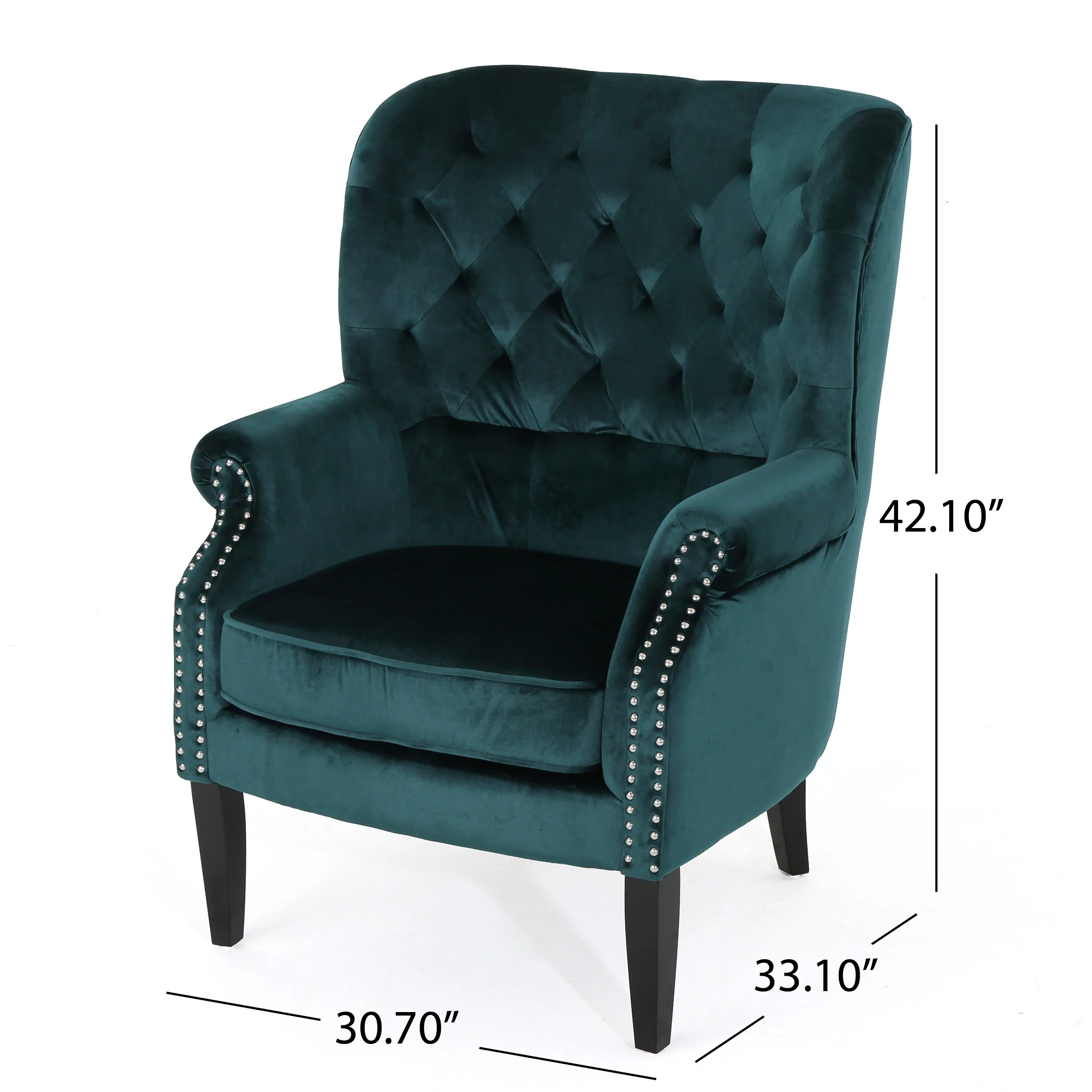Tomlin Modern Glam Velvet Club Chair with Nailhead Trim - furnishings