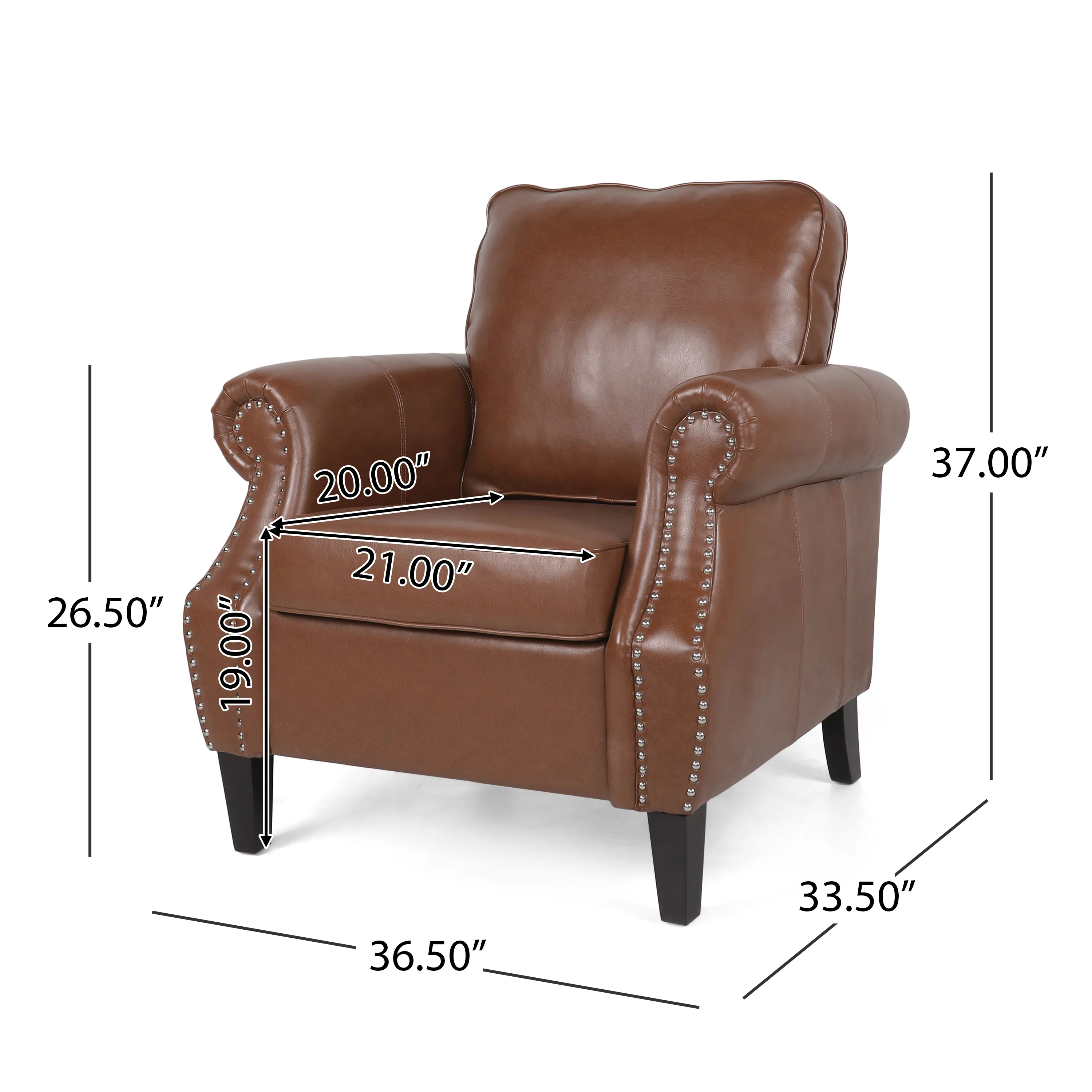 Burkehaven Contemporary Faux Leather Club Chair with Nailhead Trim - furnishings