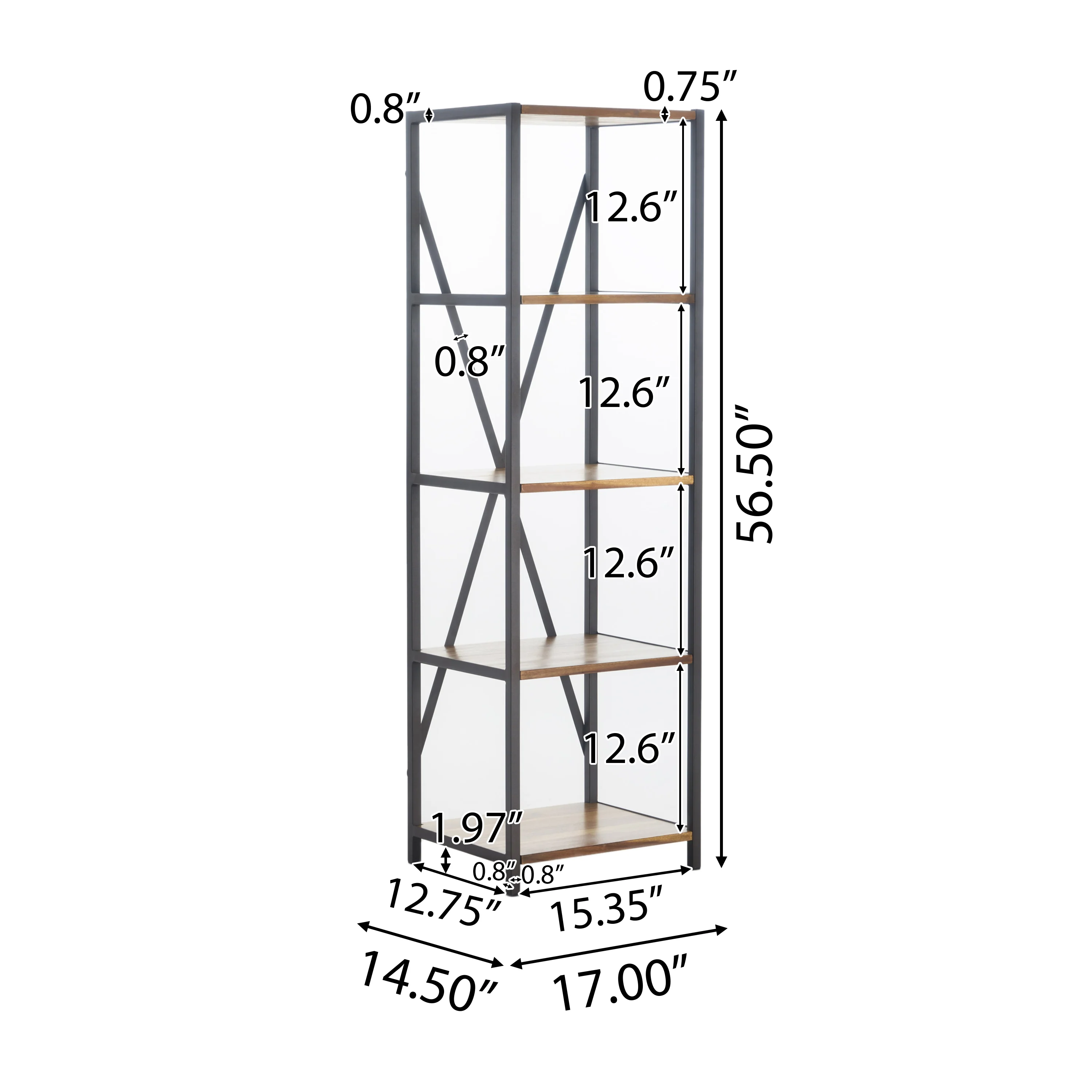 Relee 4 Shelf Wood & Metal Etagere Bookcase - furnishings