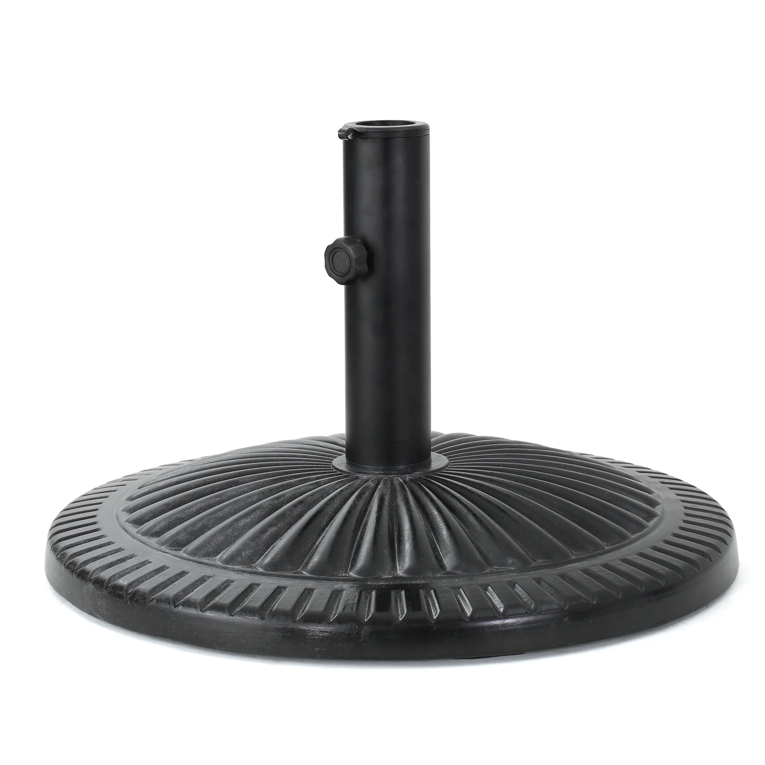 Seymour Outdoor Black Resin and Steel Umbrella Base - furnishings