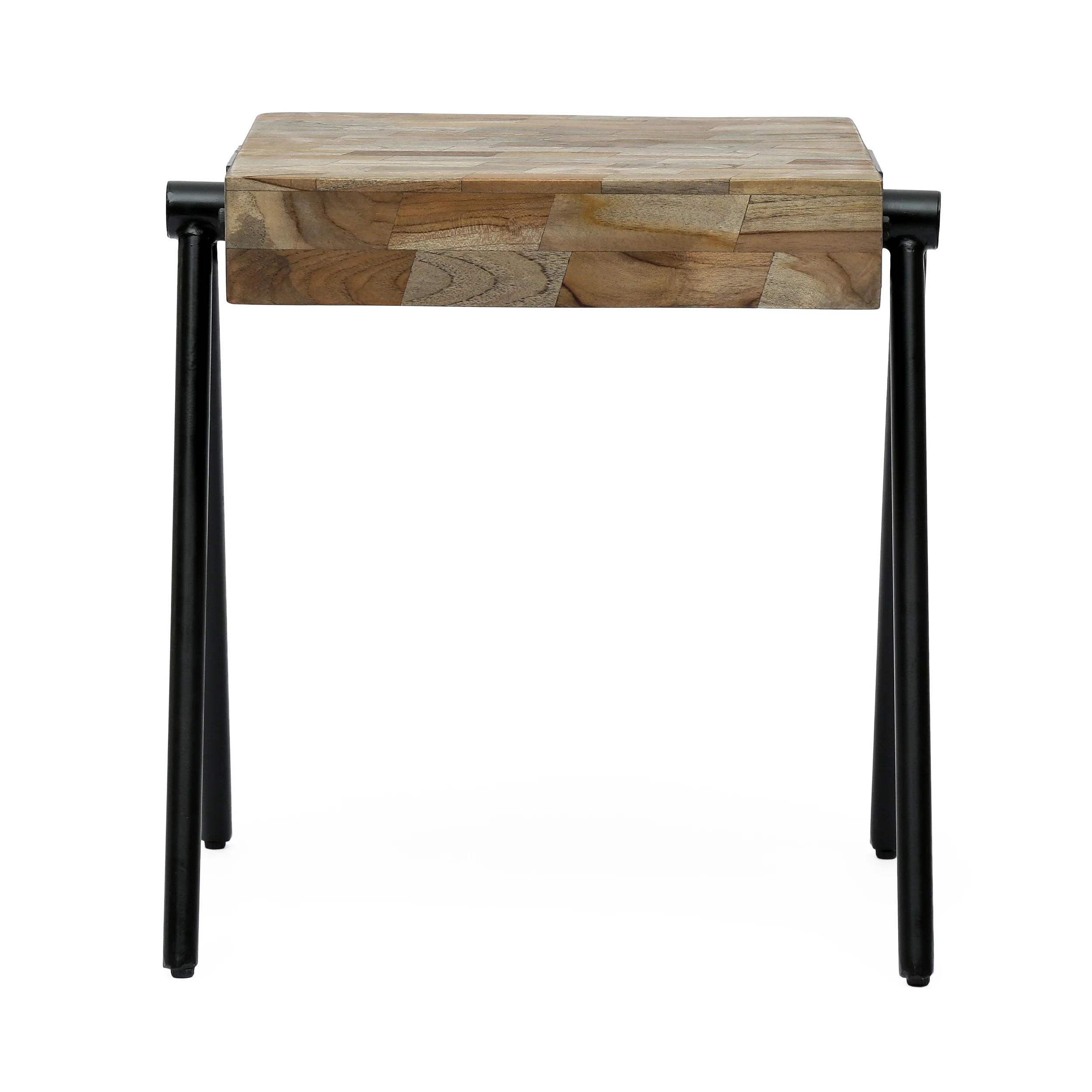 Delliah Handcrafted Modern Industrial Mango Wood Side Table - furnishings