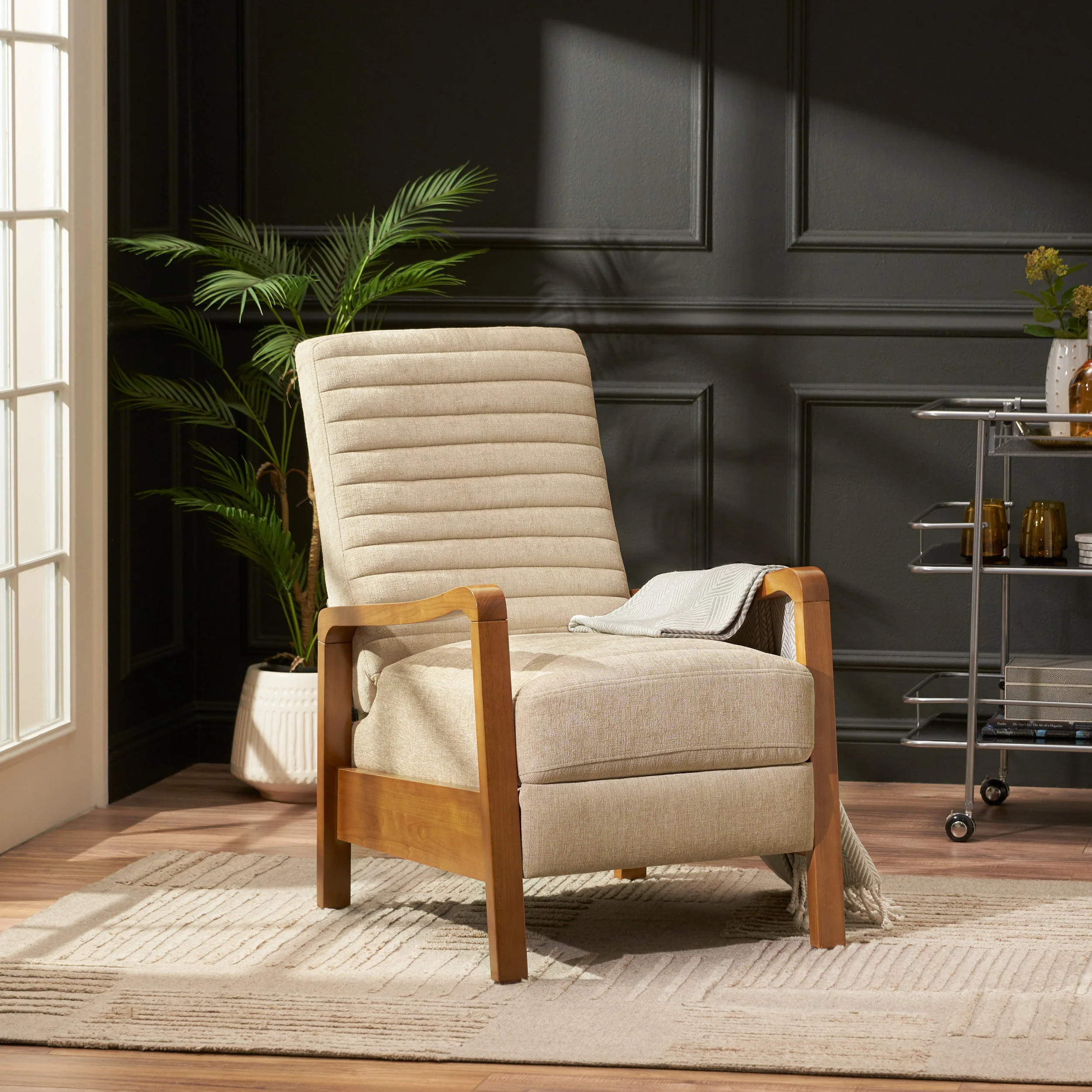 Neihart Contemporary Fabric Channel Stitch Pushback Recliner - furnishings