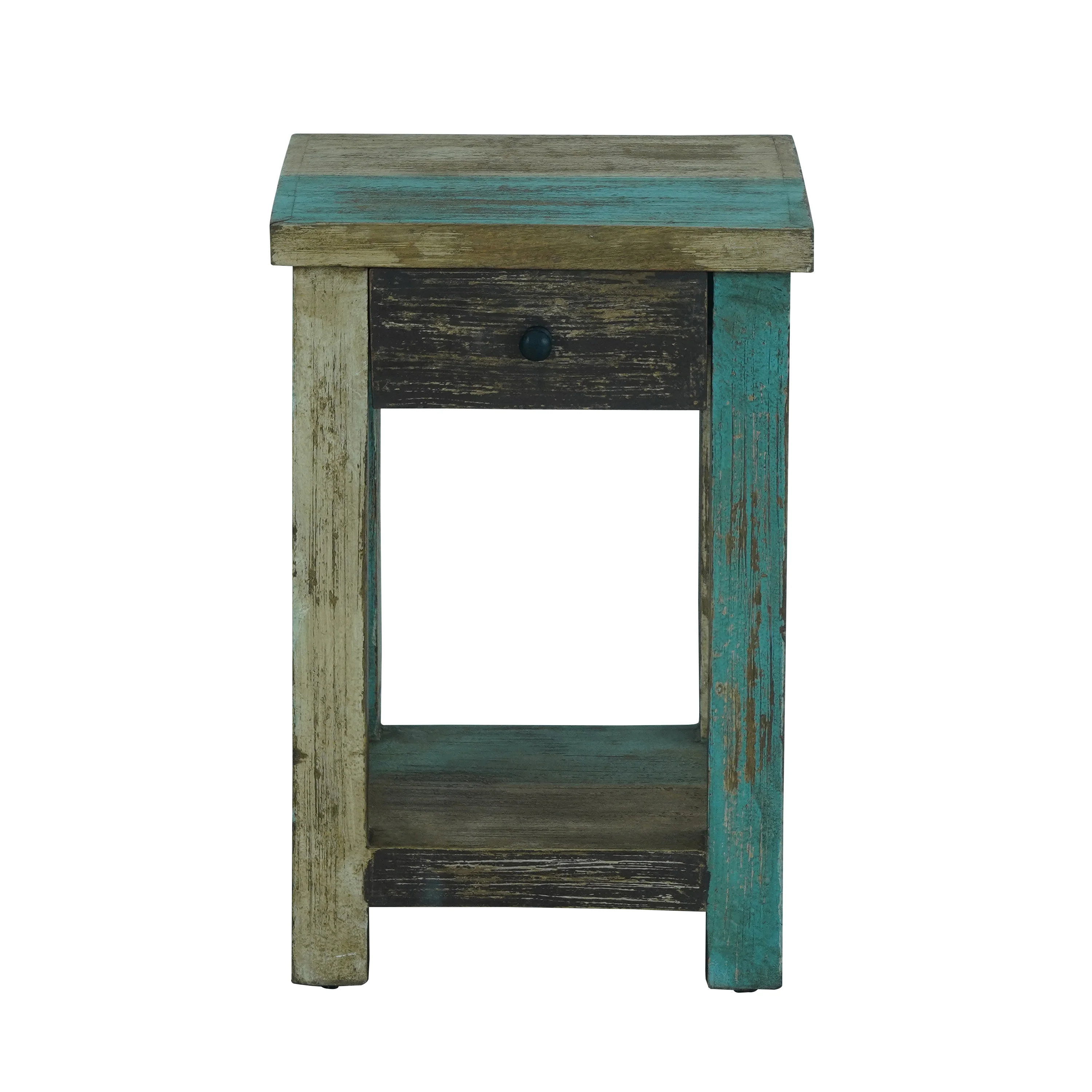 Tracey Boho Handmade Distressed Mango Wood Large Side Table, Multicolored - furnishings