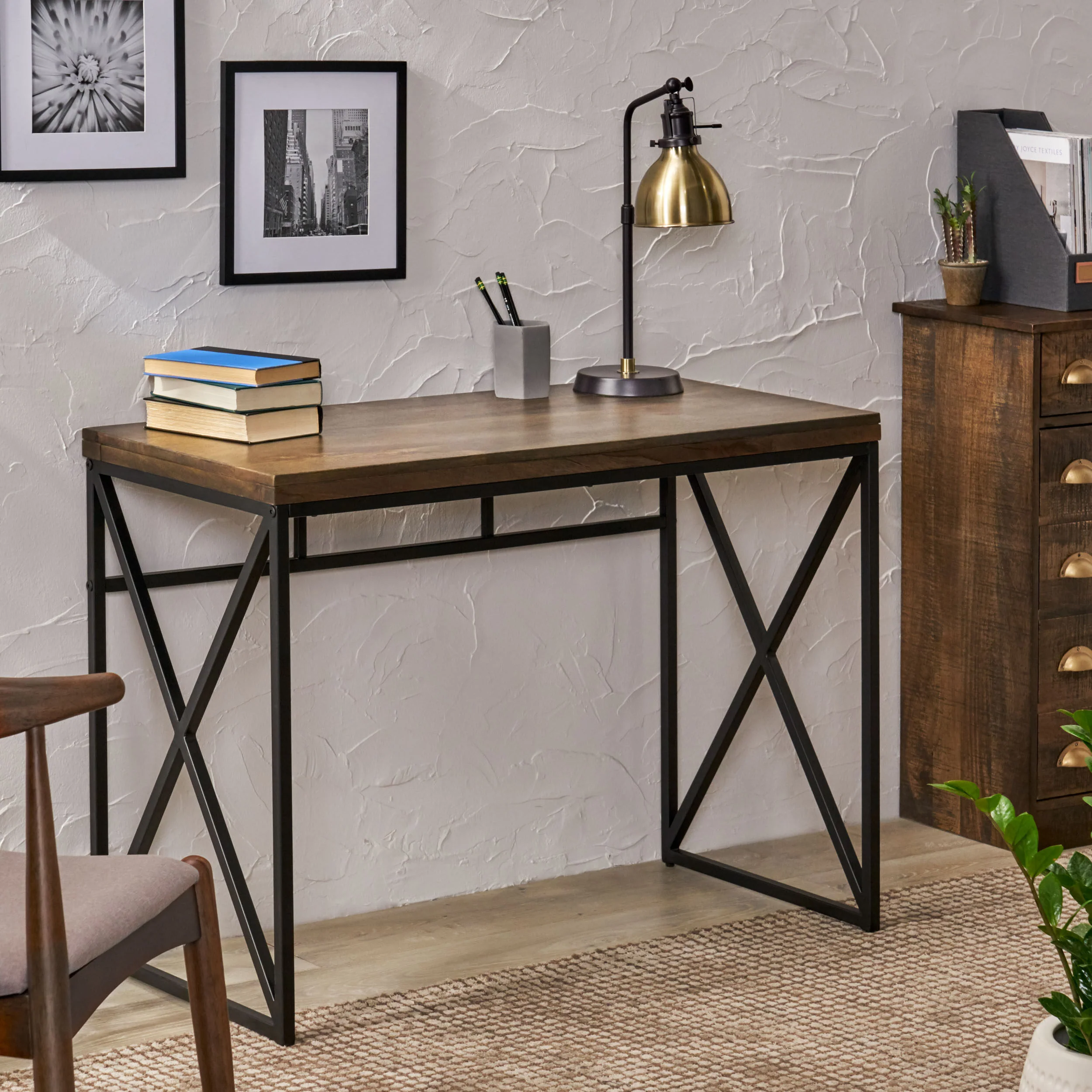 Avera Modern Industrial Handcrafted Mango Wood Desk - furnishings