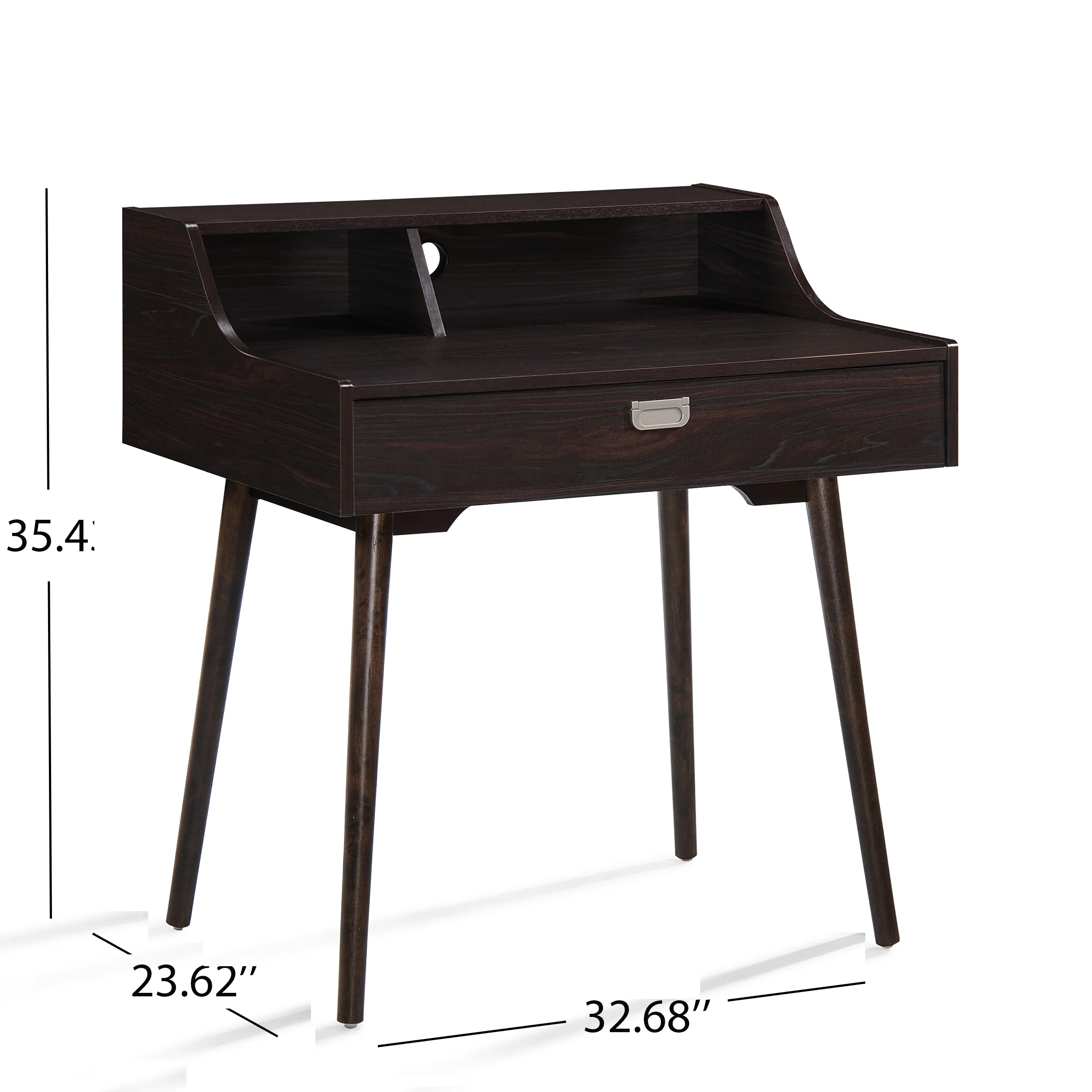Ely Mid Century Modern Office Desk And Bookcase Set - furnishings