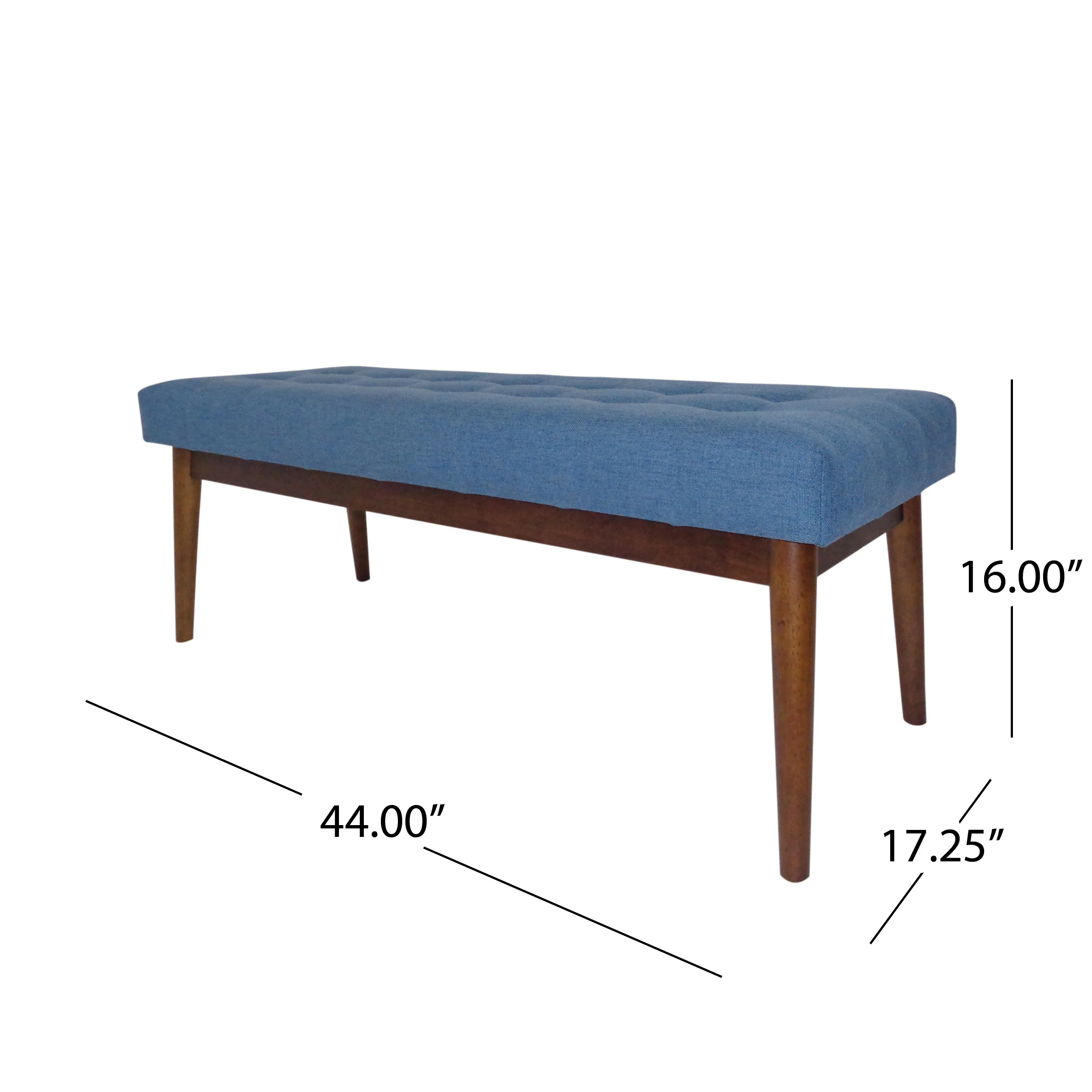 Flora Mid-Century Button Tufted Fabric Ottoman Bench with Tapered Legs - furnishings