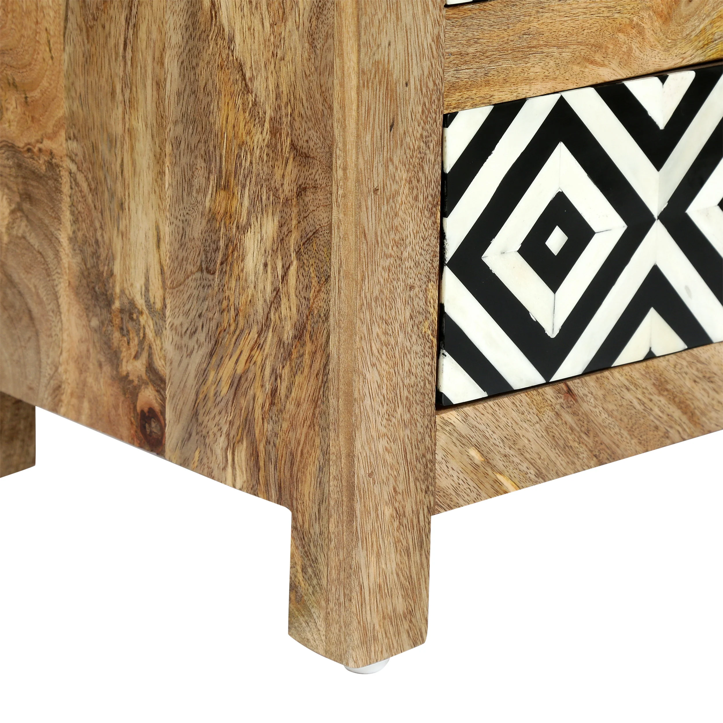 Hickson Handcrafted Boho 3 Drawer Mango Wood Nightstand - furnishings