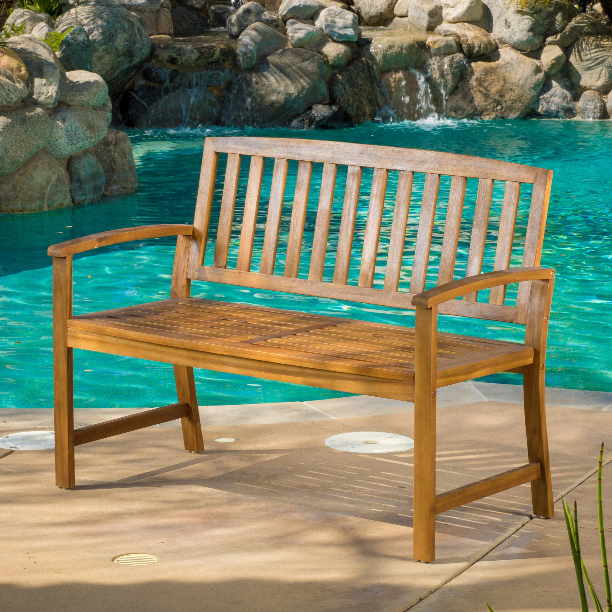 Tamika Teak Finish Acacia Bench - furnishings