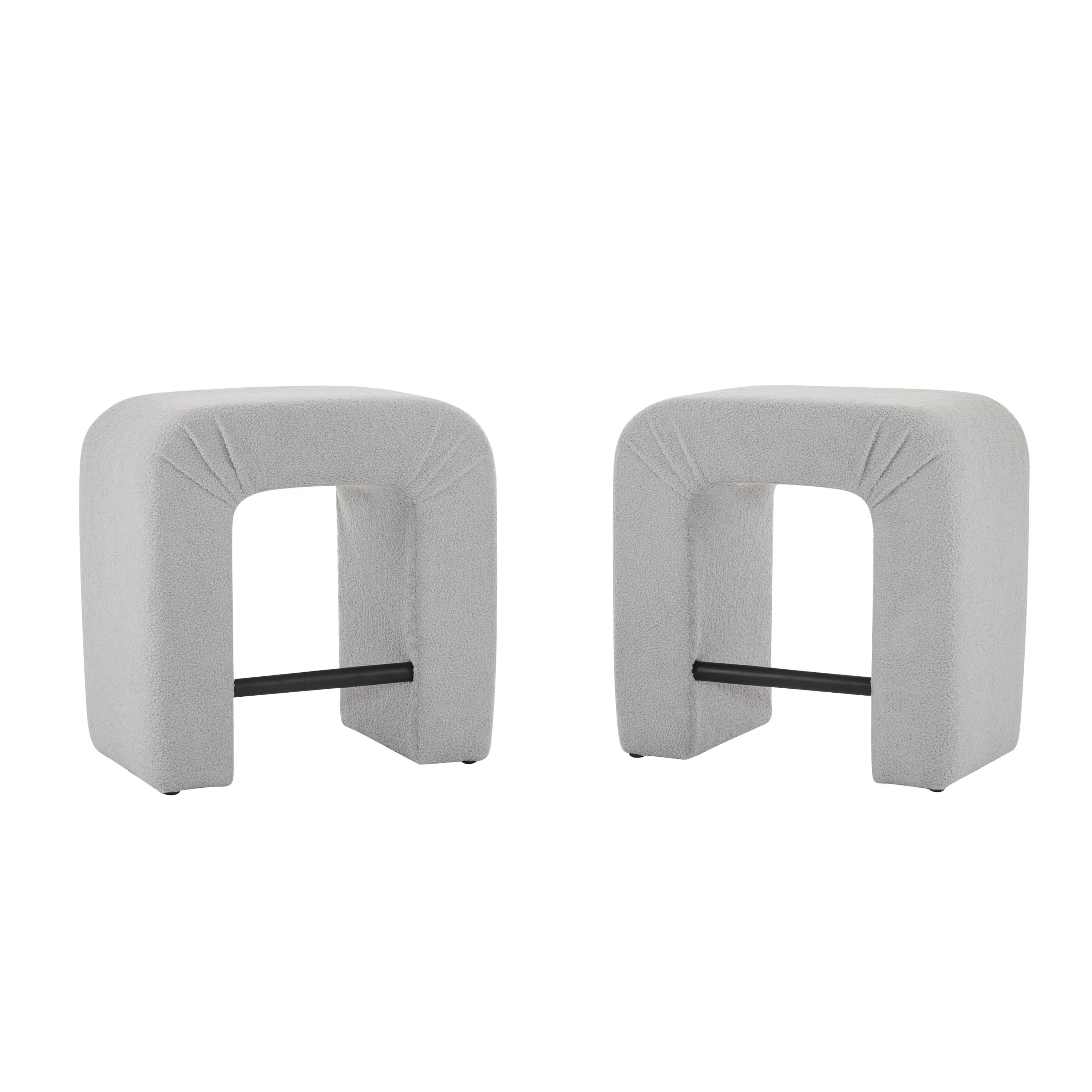 Ridgea Upholstered Boucle Stools with Footrest - furnishings